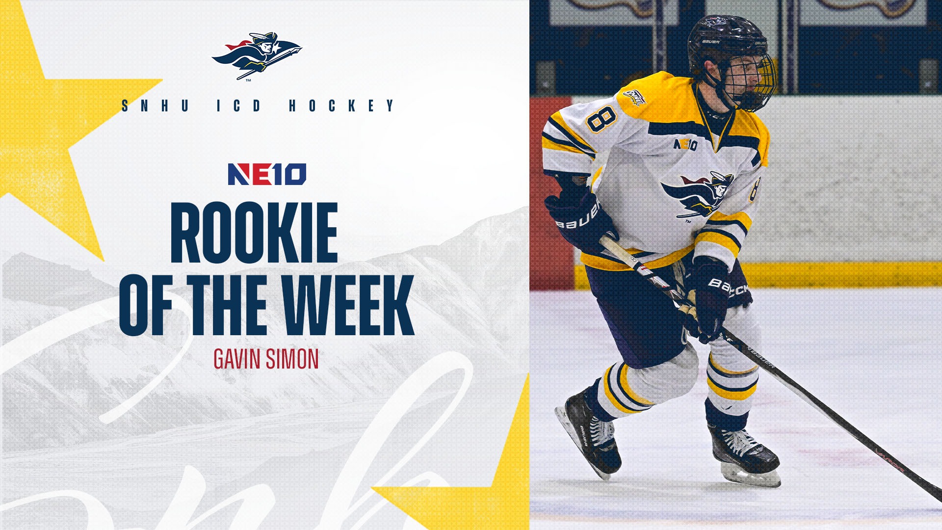 Gavin Simon is named the Northeast 10 Rookie of the Week