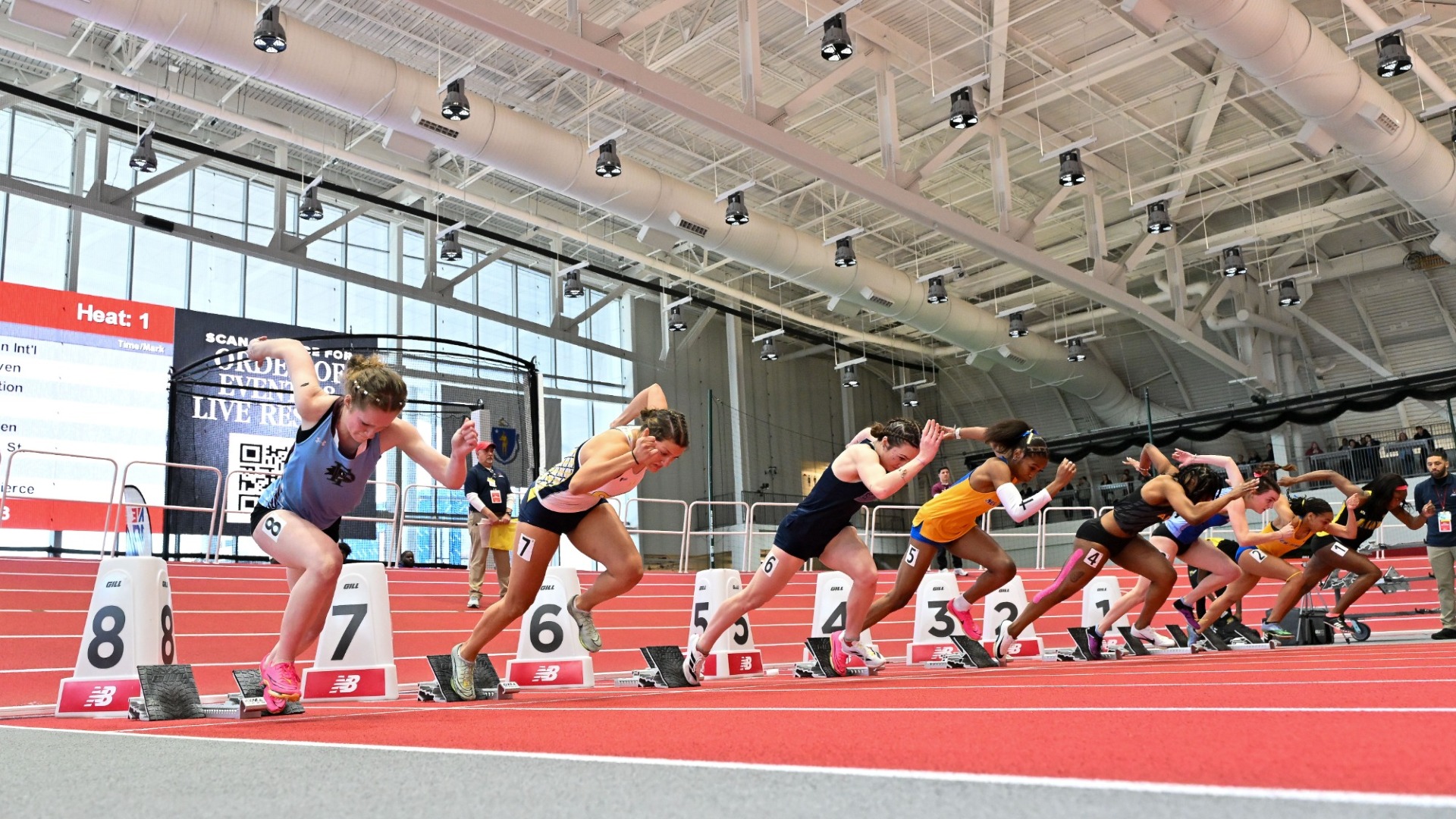 Jordan Wheaton of Indoor Track & Field starts her hurdle race