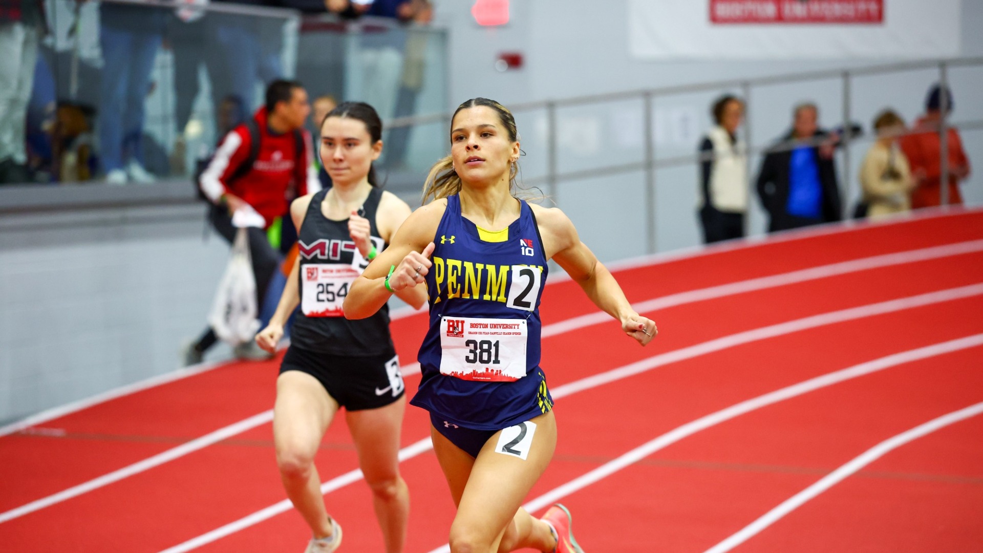 Hope Sinclair sprinting for SNHU track & field
