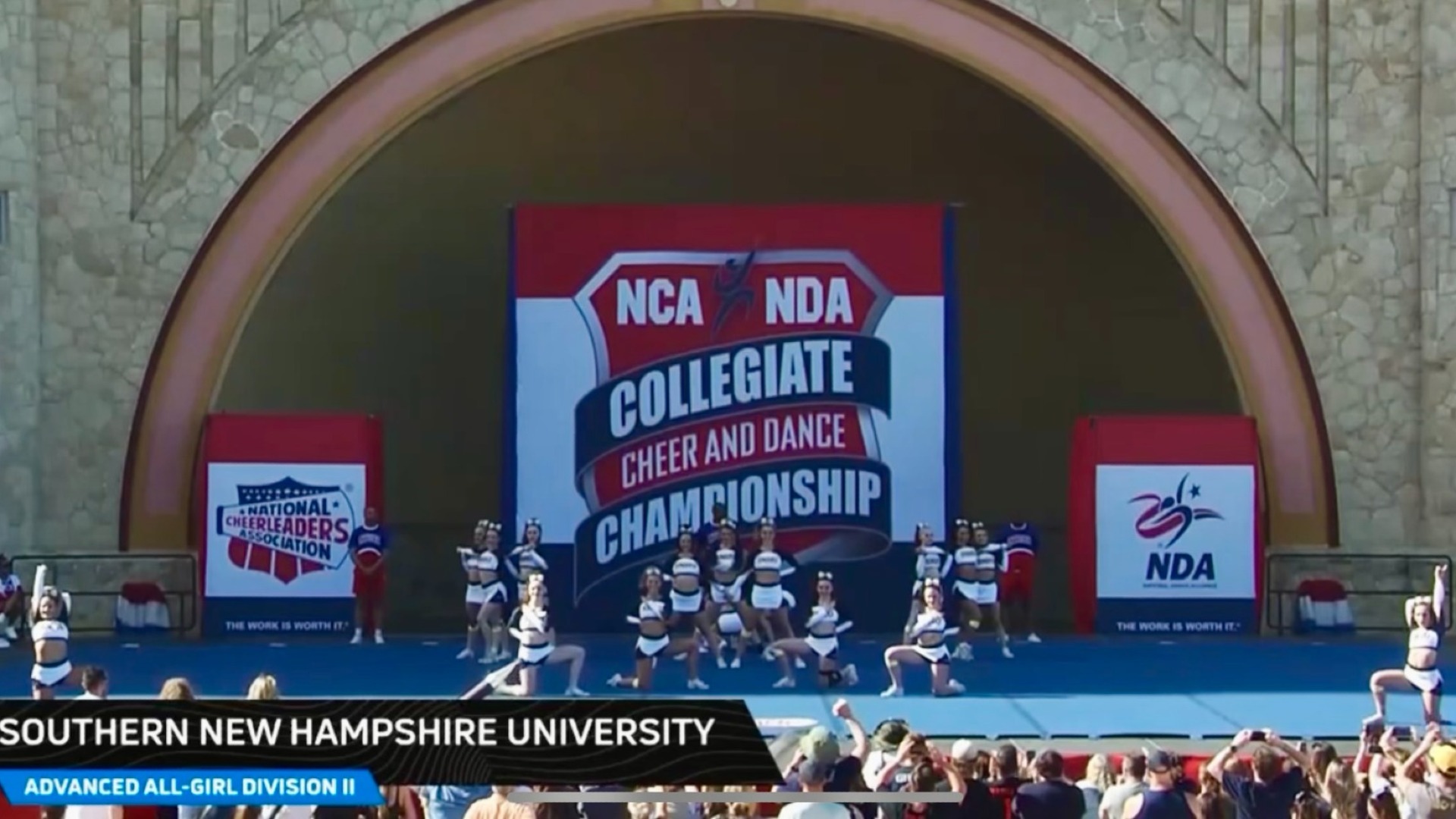 SNHU Cheer performing Thursday at the NCA nationals