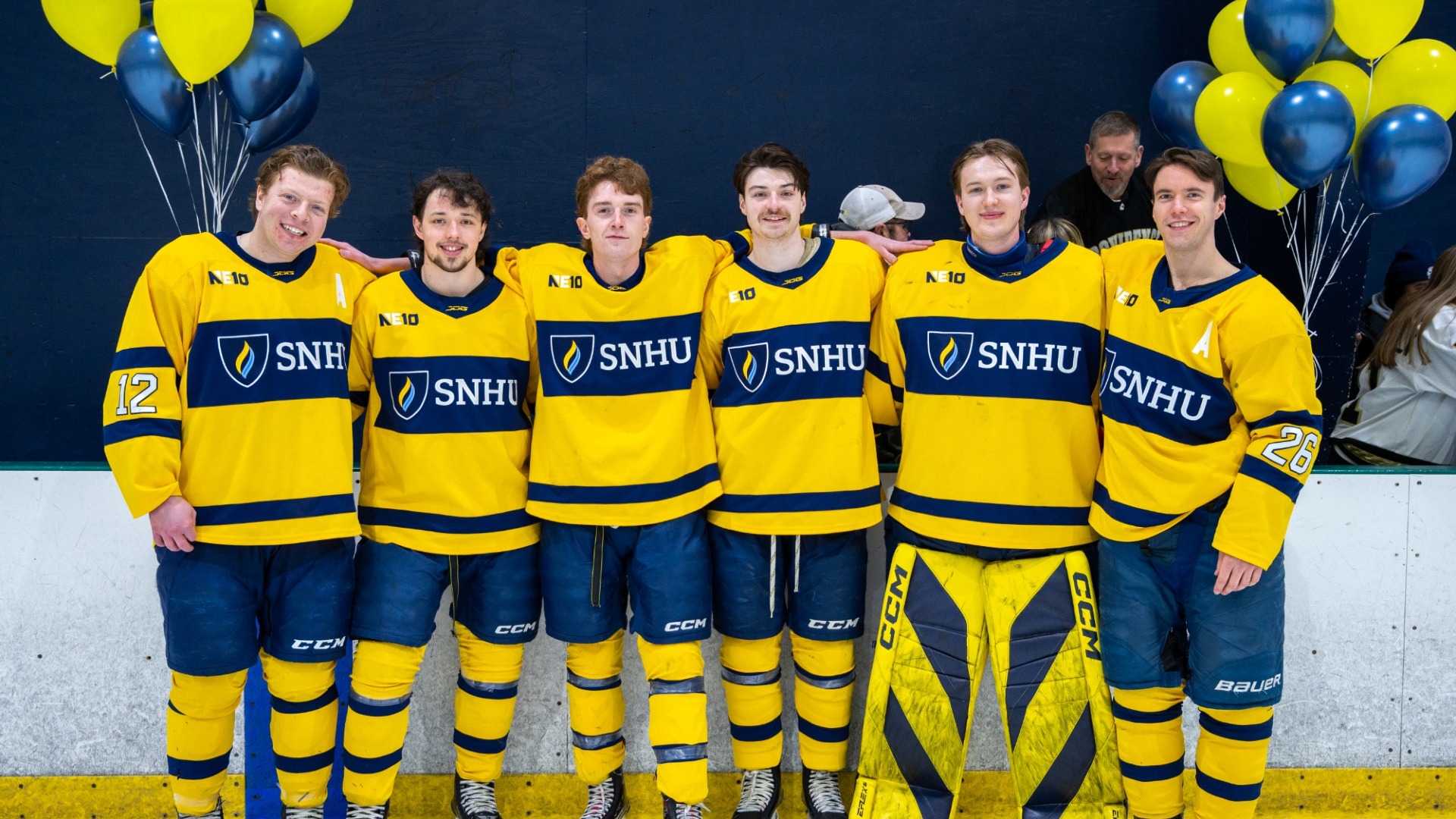 SNHU Ice Hockey Seniors gather for a photo