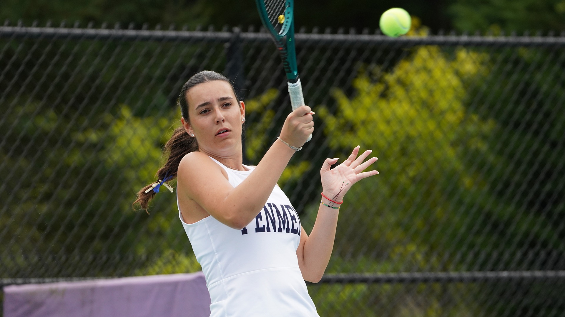 Dajana Abadzic hitting a forehand shot