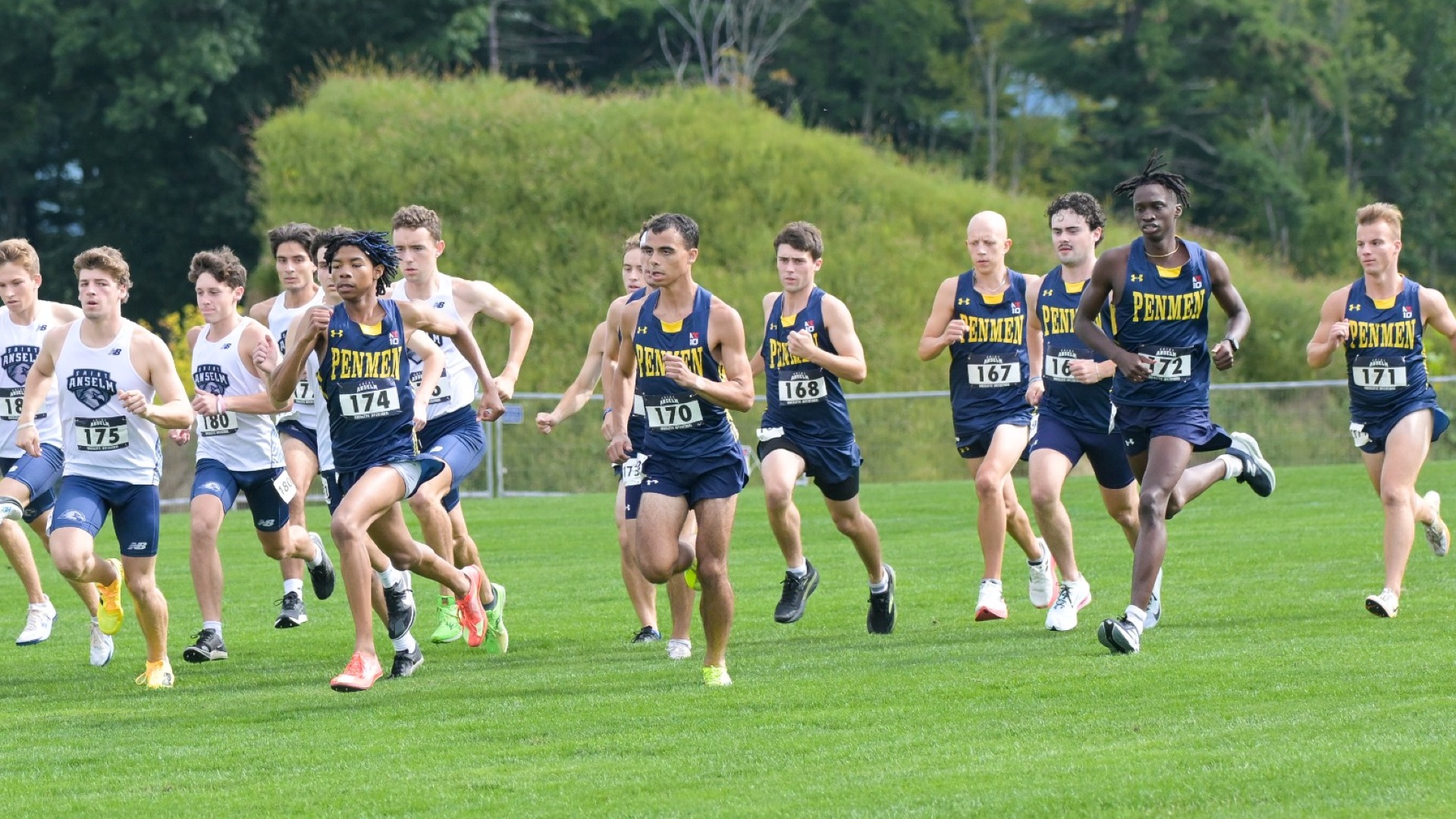 SNHU Men's Cross Country team starts the Shacklette race at Saint Anselm
