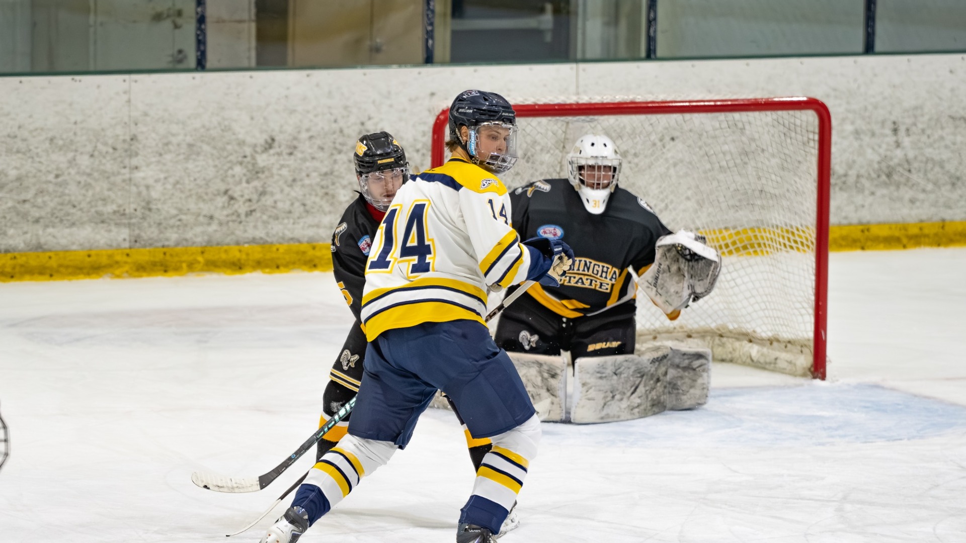 Zach Vickerman shown on the ice for the Penmen