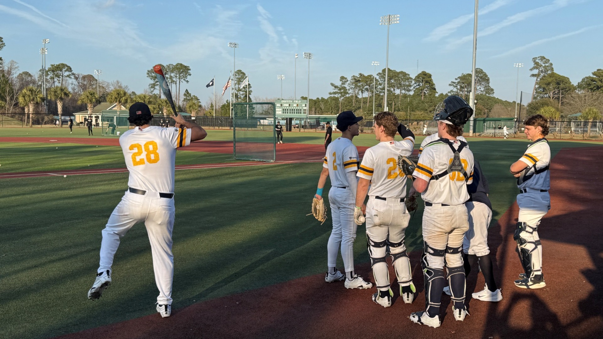 Penmen warming up before a game in Myrtle Beach