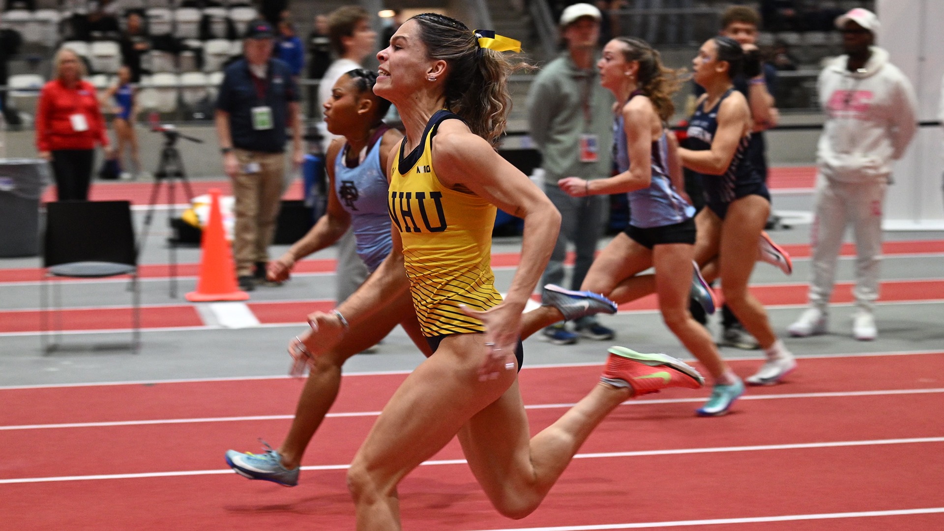 Hope Sinclair sprinting at the NE10 Championships