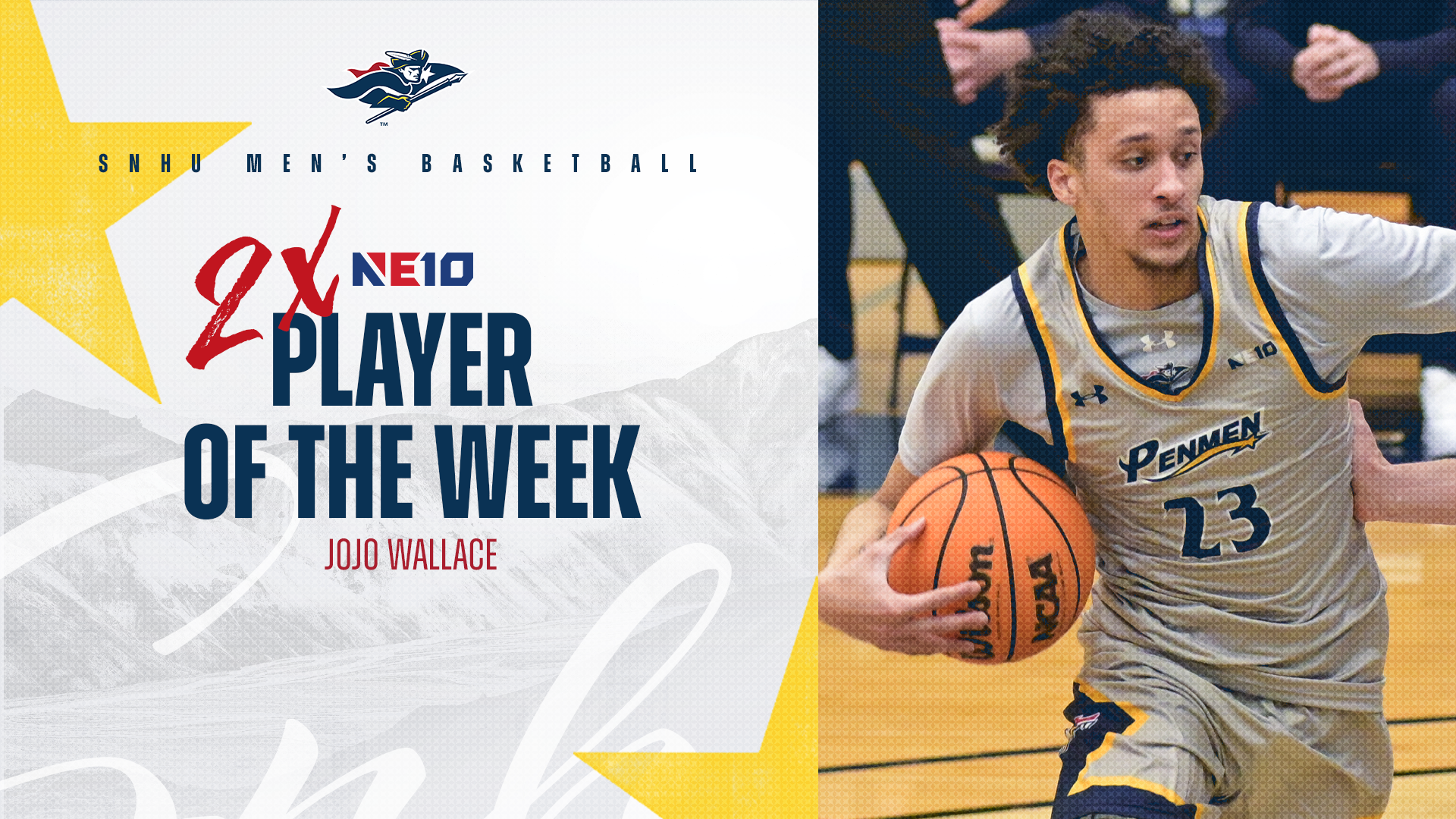 Jojo Wallace, two-time NE10 Player of the Week graphic