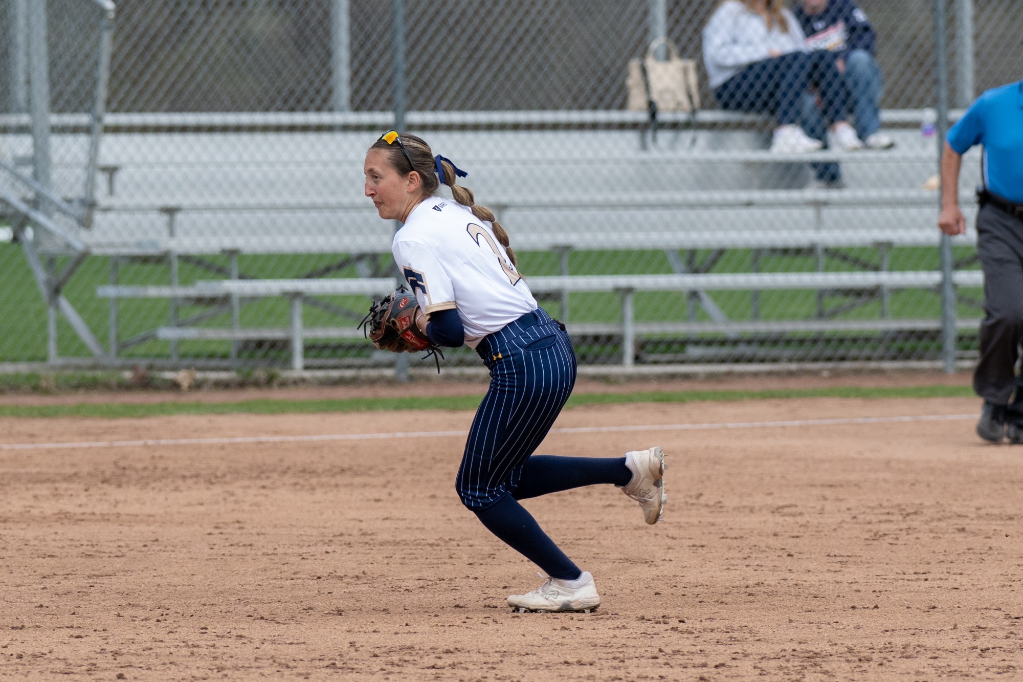 Livi Sousa fielding a ground ball for SNHU softball
