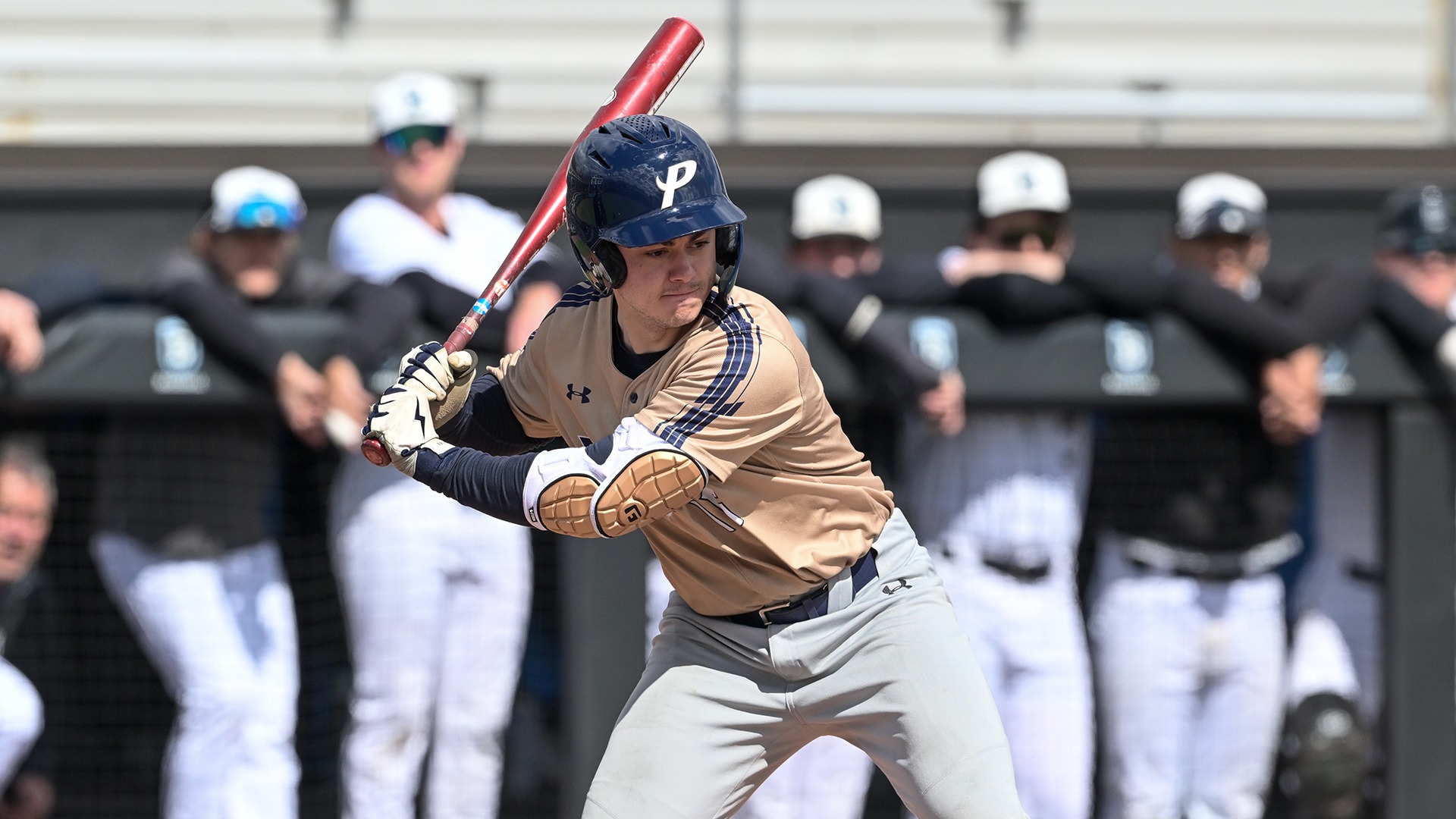 Marc Cisco watching a pitch during his at bat