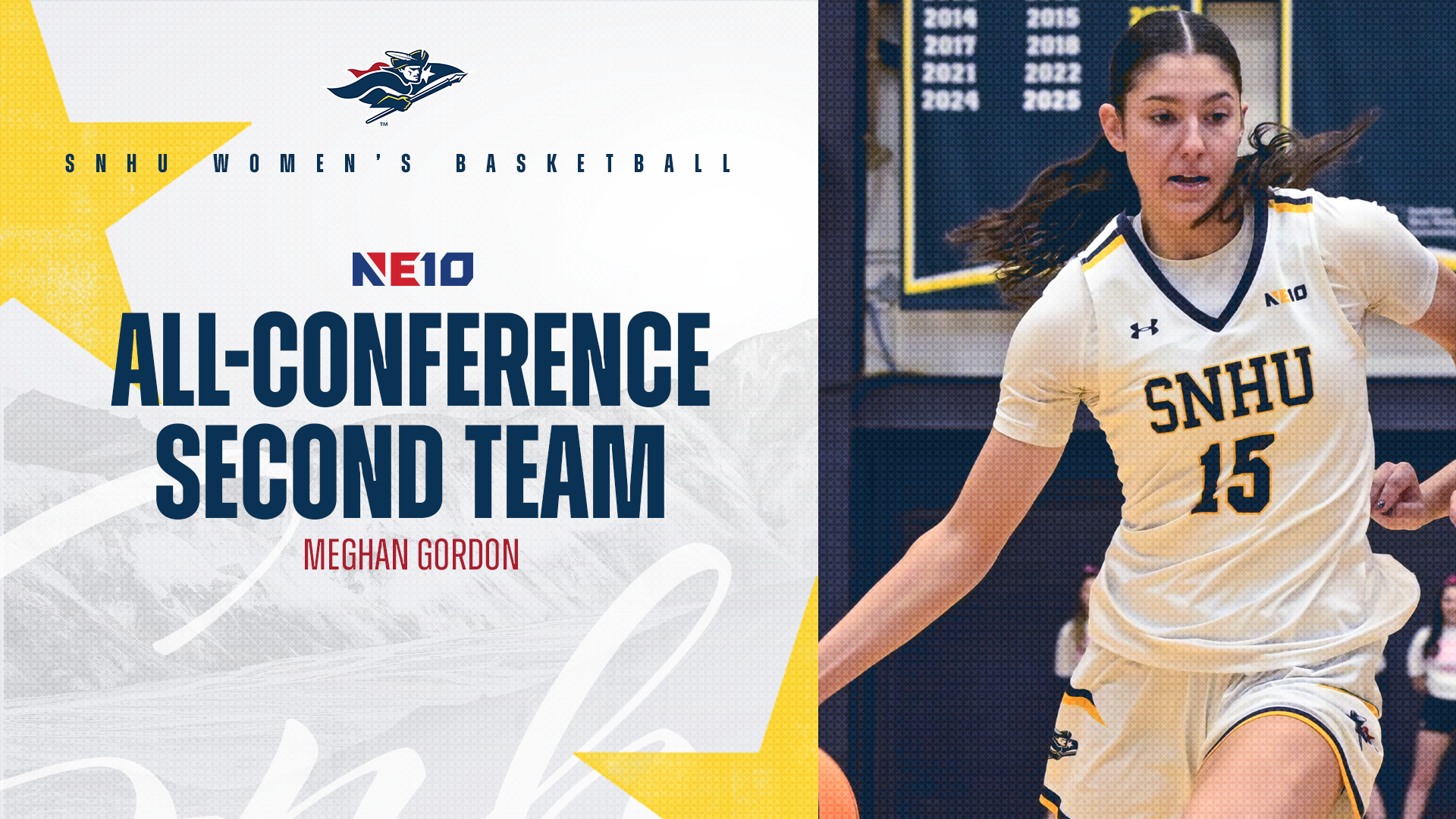 Meghan Gordon, NE10 Women's Basketball All-Conference Second Team graphic