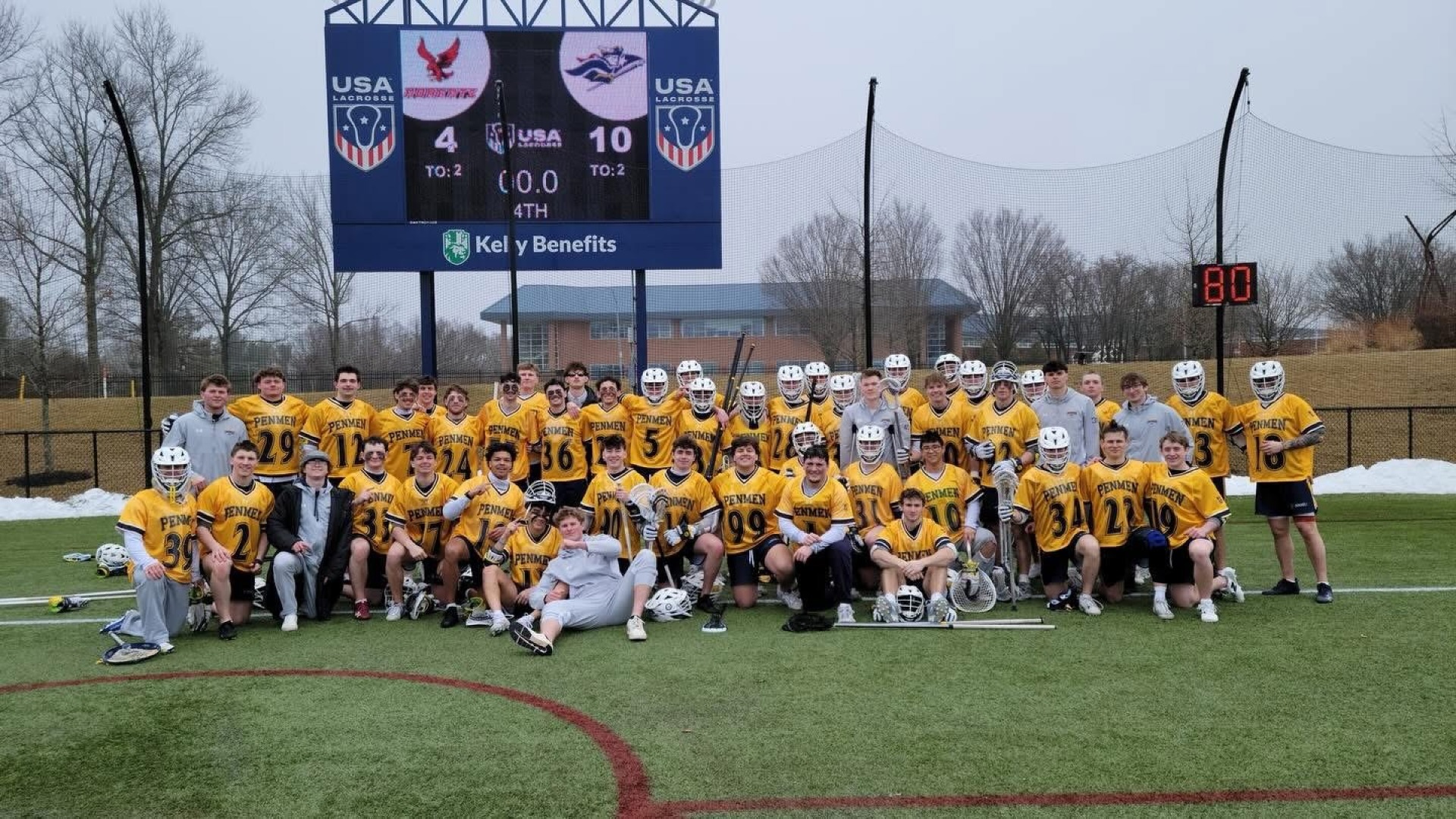 SNHU Men's lacrosse after the win at USA Lacrosse in Sparks, Maryland