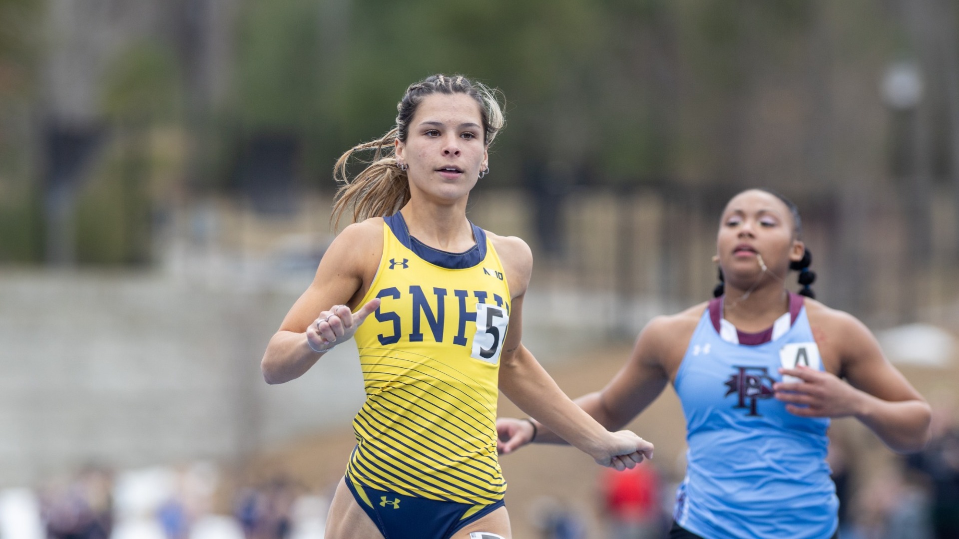 Hope Sinclair completes a race for SNHU