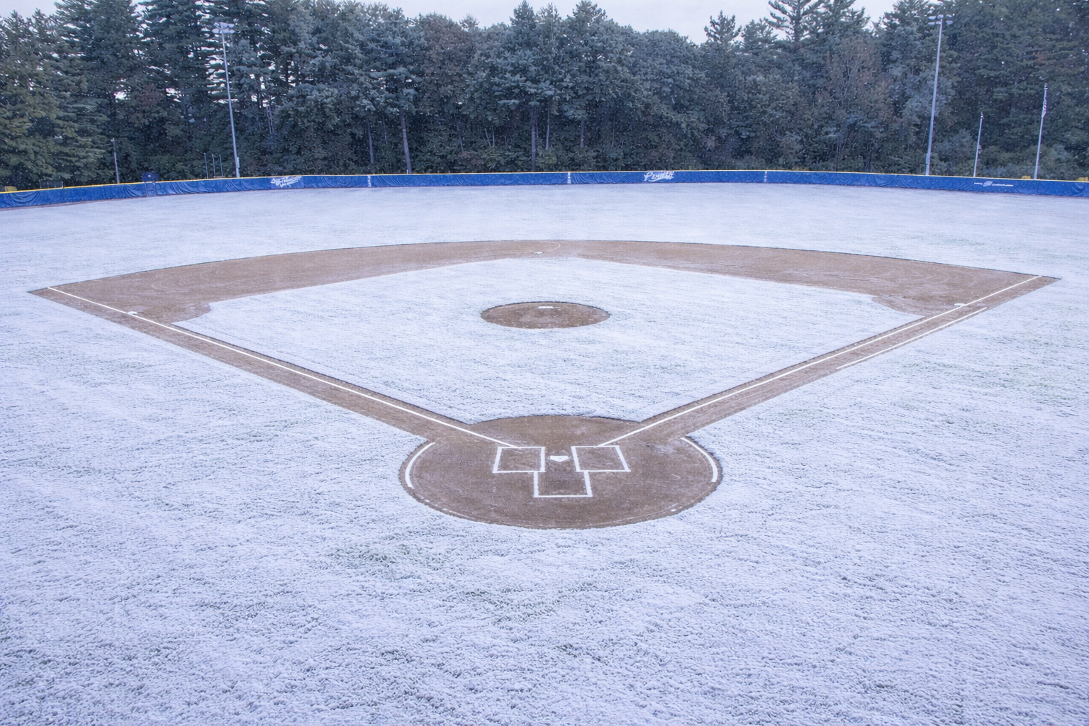 Penmen Field covered in a light layer of snow