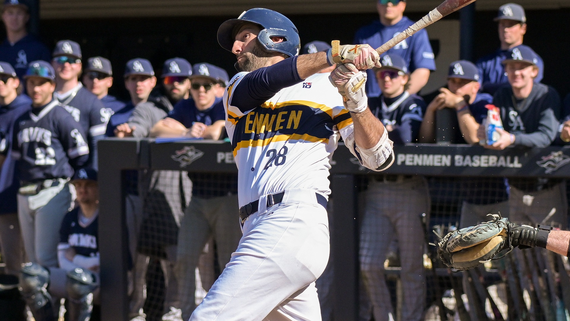 Jake Pisano swinging at a pitch
