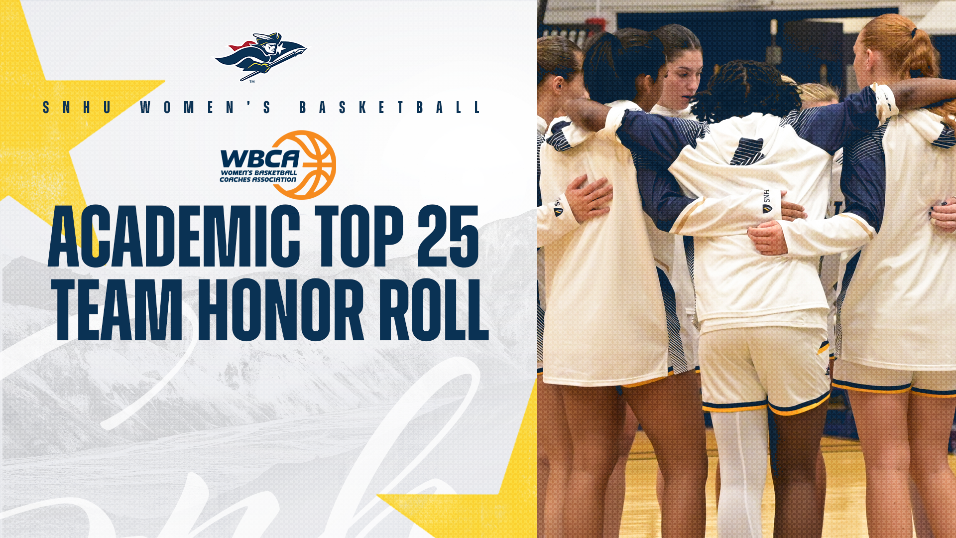 SNHU women's basketball; WBCA Academic Top 25 Team Honor Roll graphic