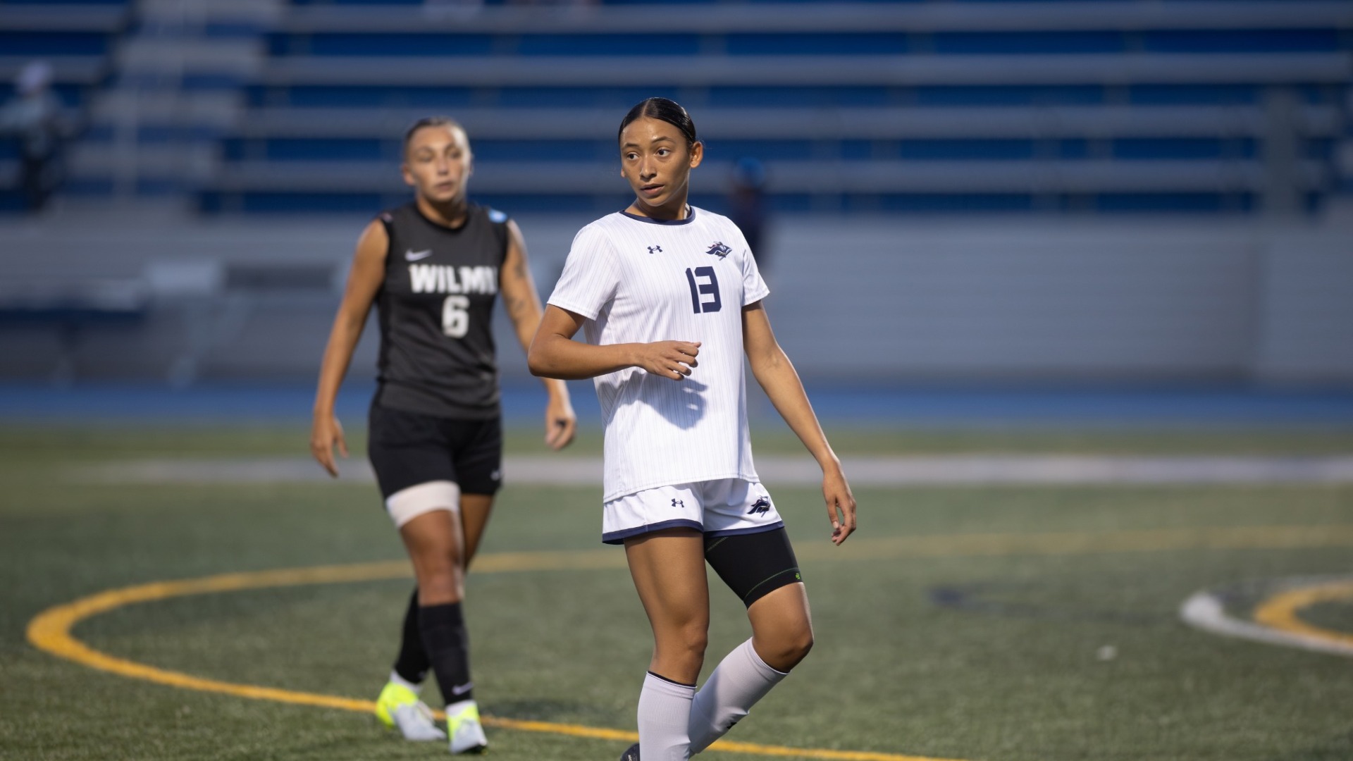 Avary Hall of women's soccer in an action shot