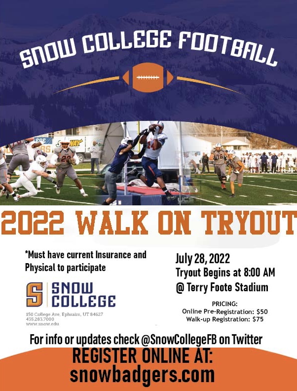 Snow College to host Football Tryout Snow College Athletics