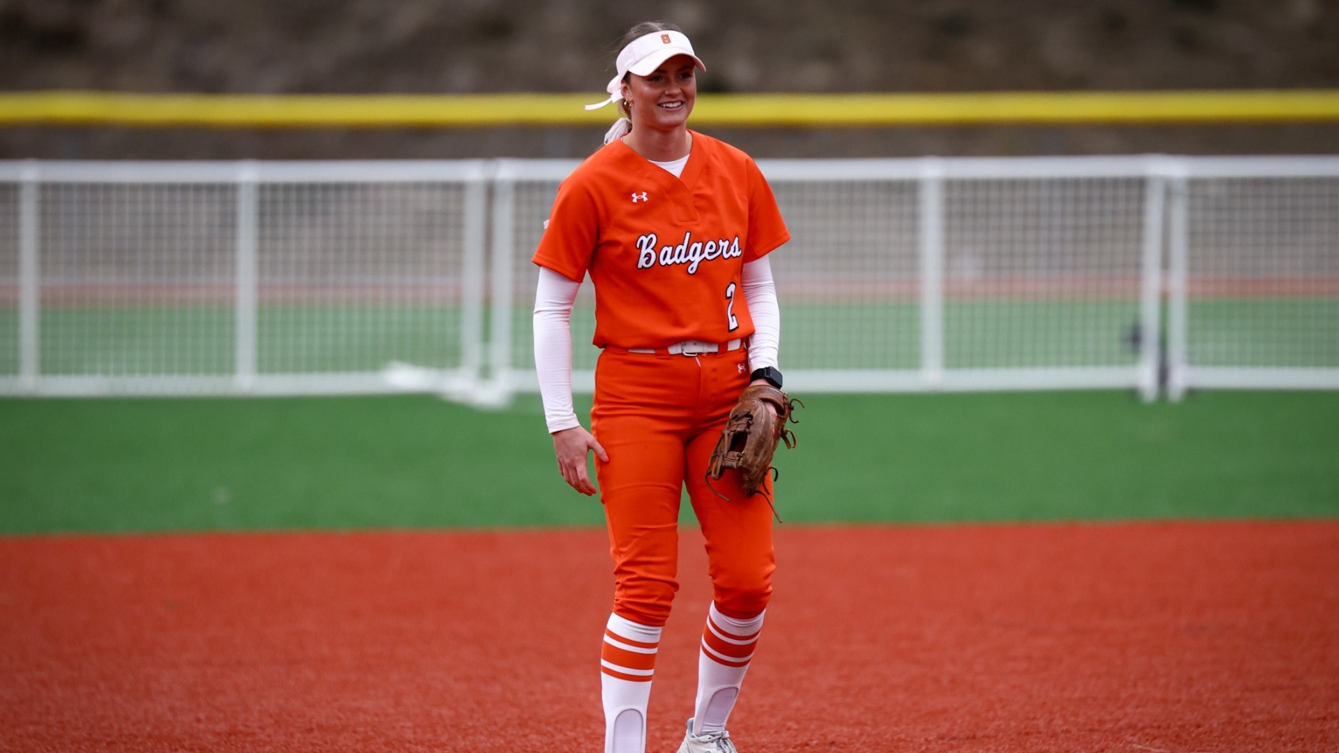 Brooke Fisher in the field after a successful play 