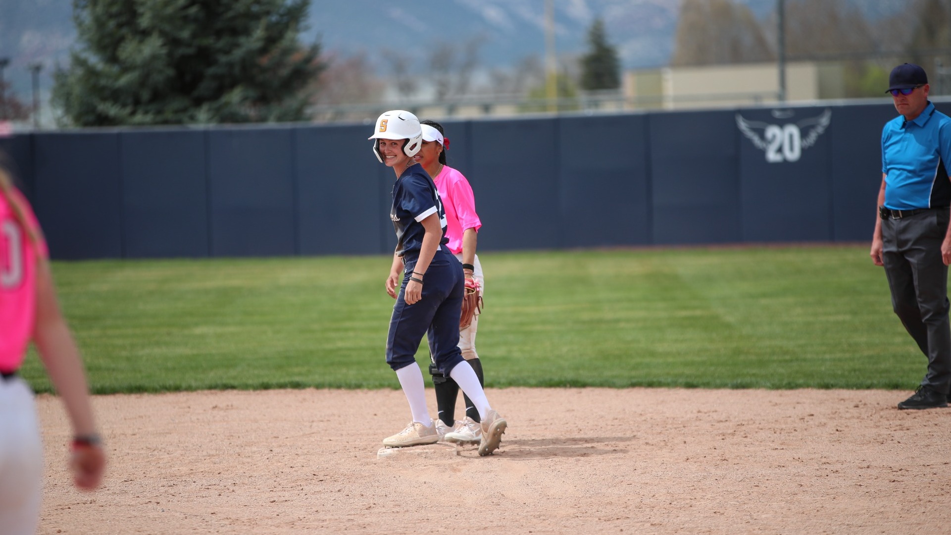 Gigi Hall after a successful stolen base 