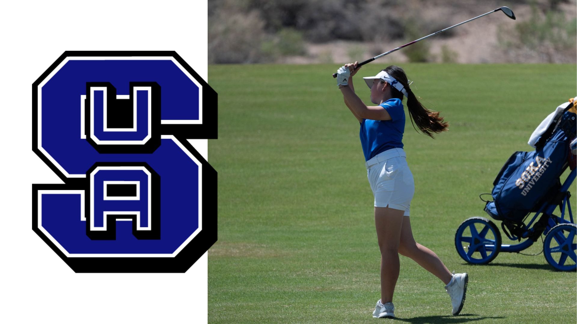 Women's Golfer Swinging Golf club on the green