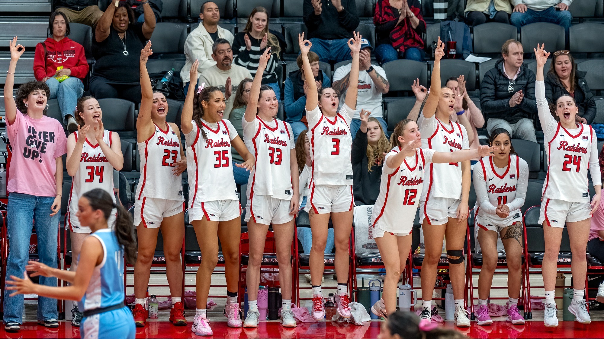 wbb bench celebration
