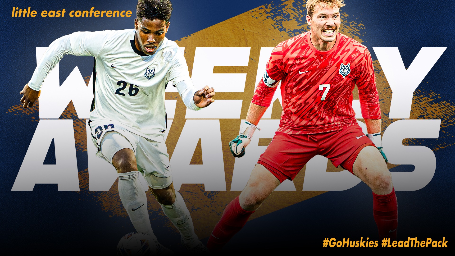Gabe Wagner and Alex Graver with text for Weekly Conference Honors