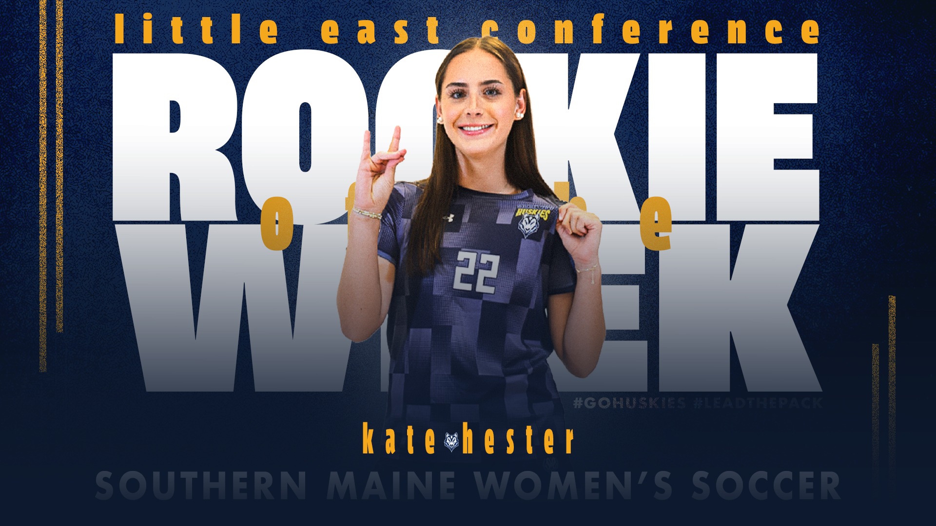 Graphic: Kate Hester posing with text of Rookie of the Week