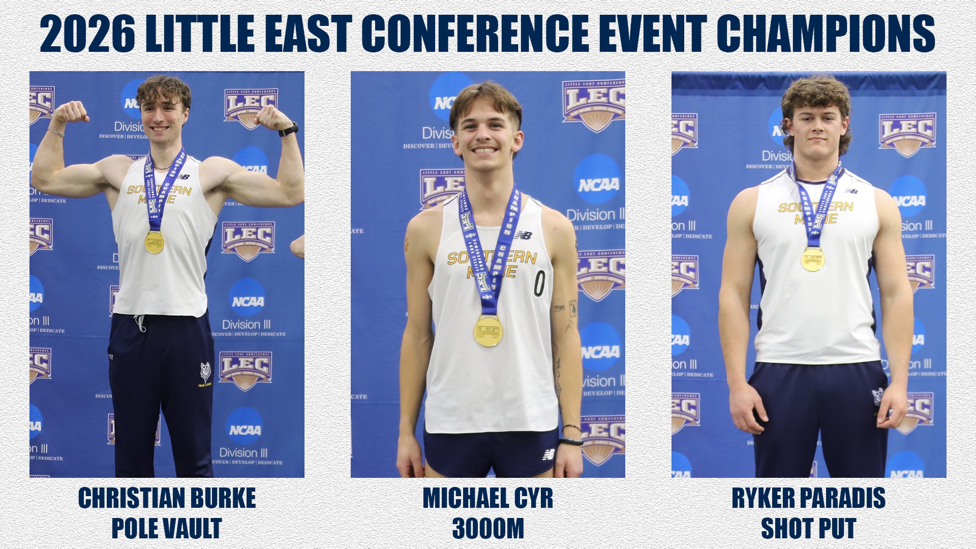 2026 LEC Men's Track Indoor Event Champions Header