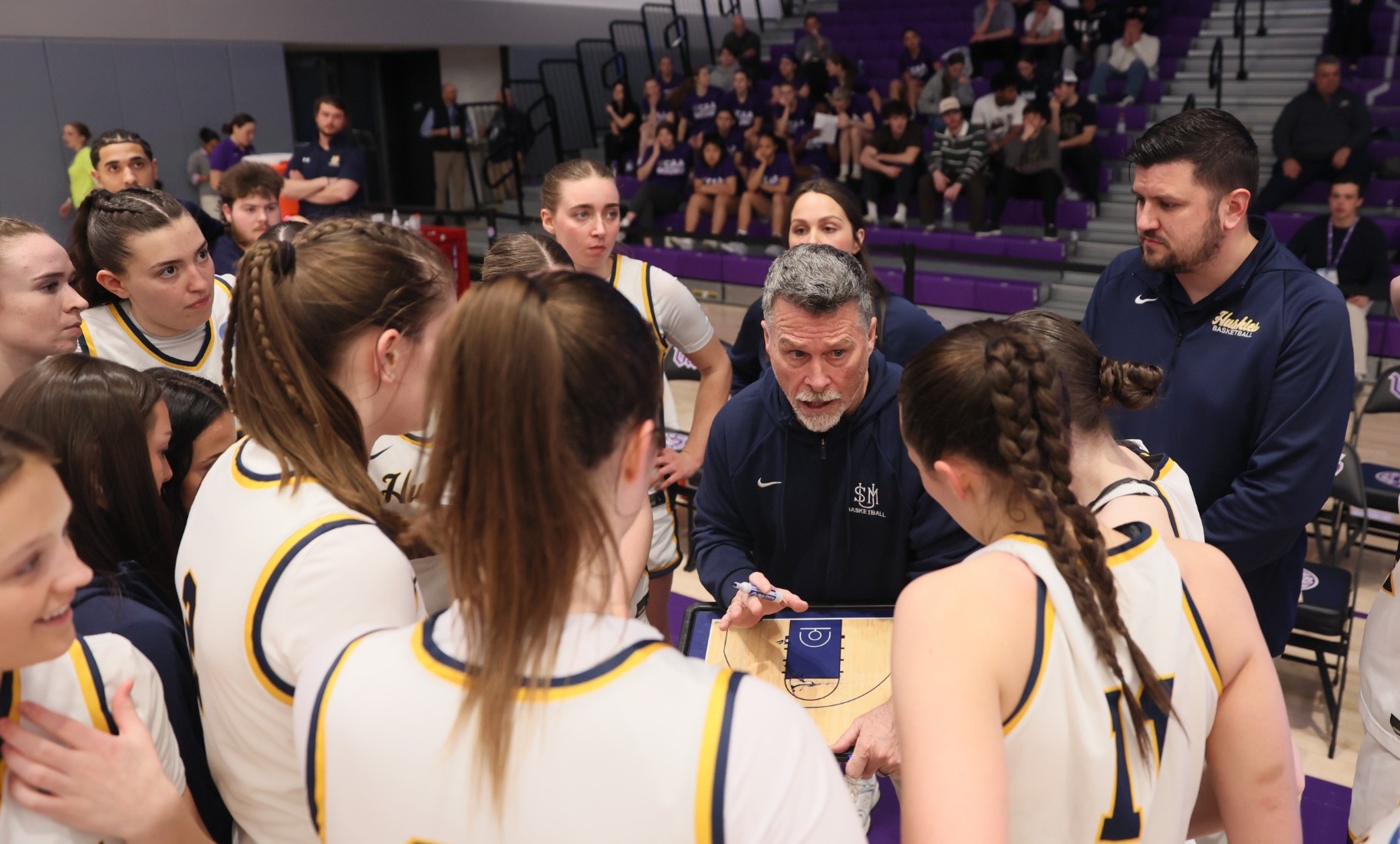 Team Huddle with Coach Chadbourne at 2026 NCAA Sweet Sixteen Game