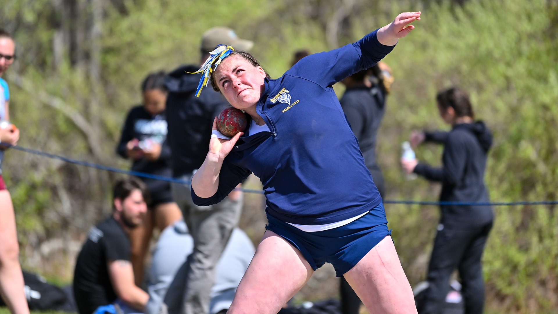 Jaigan Boudreau Throwing the Shot Put at the LEC Championships