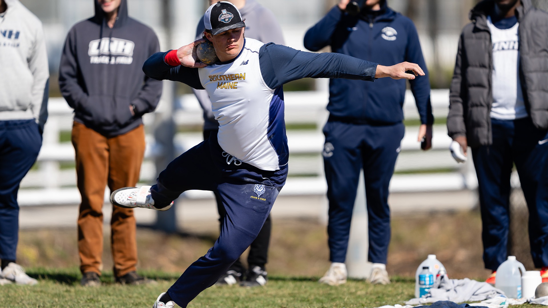 Ryker Paradis Throwing the Shot Put at UNH Meet