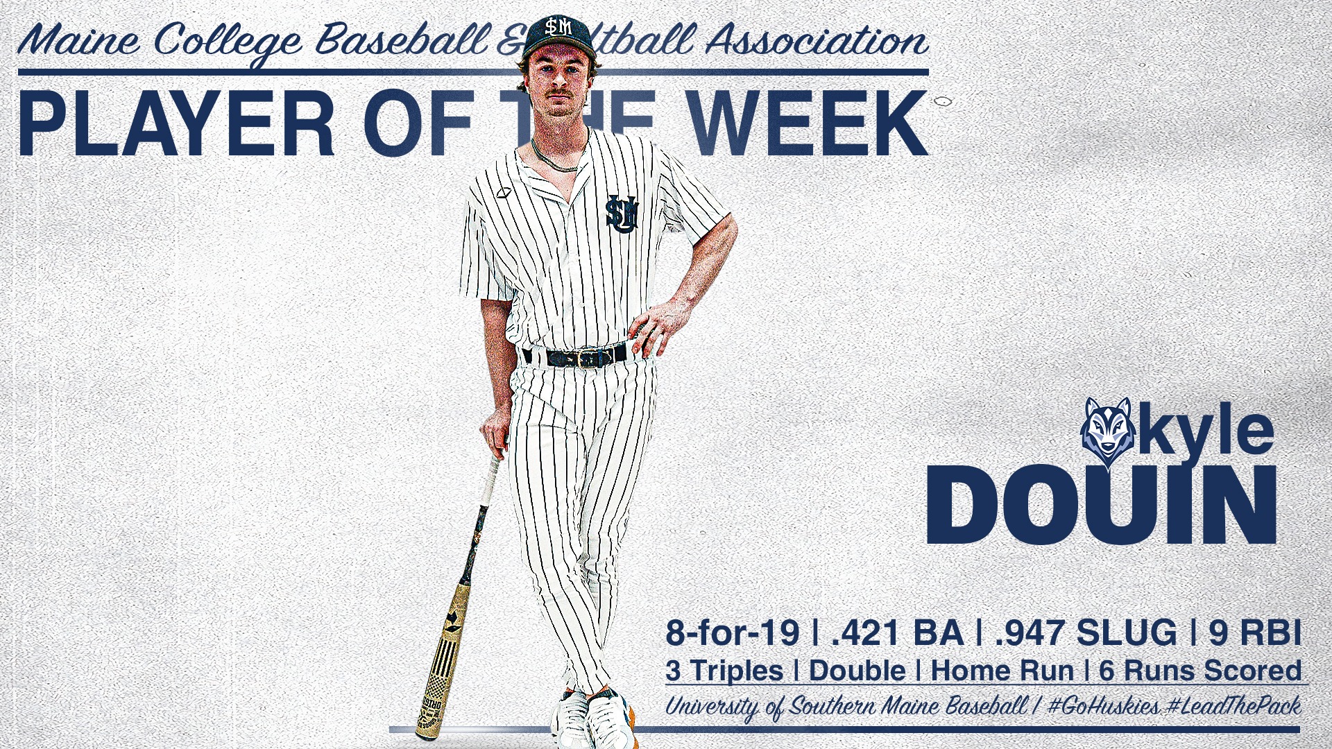 Kyle Douin Maine College Baseball & Softball Association Player of the Week