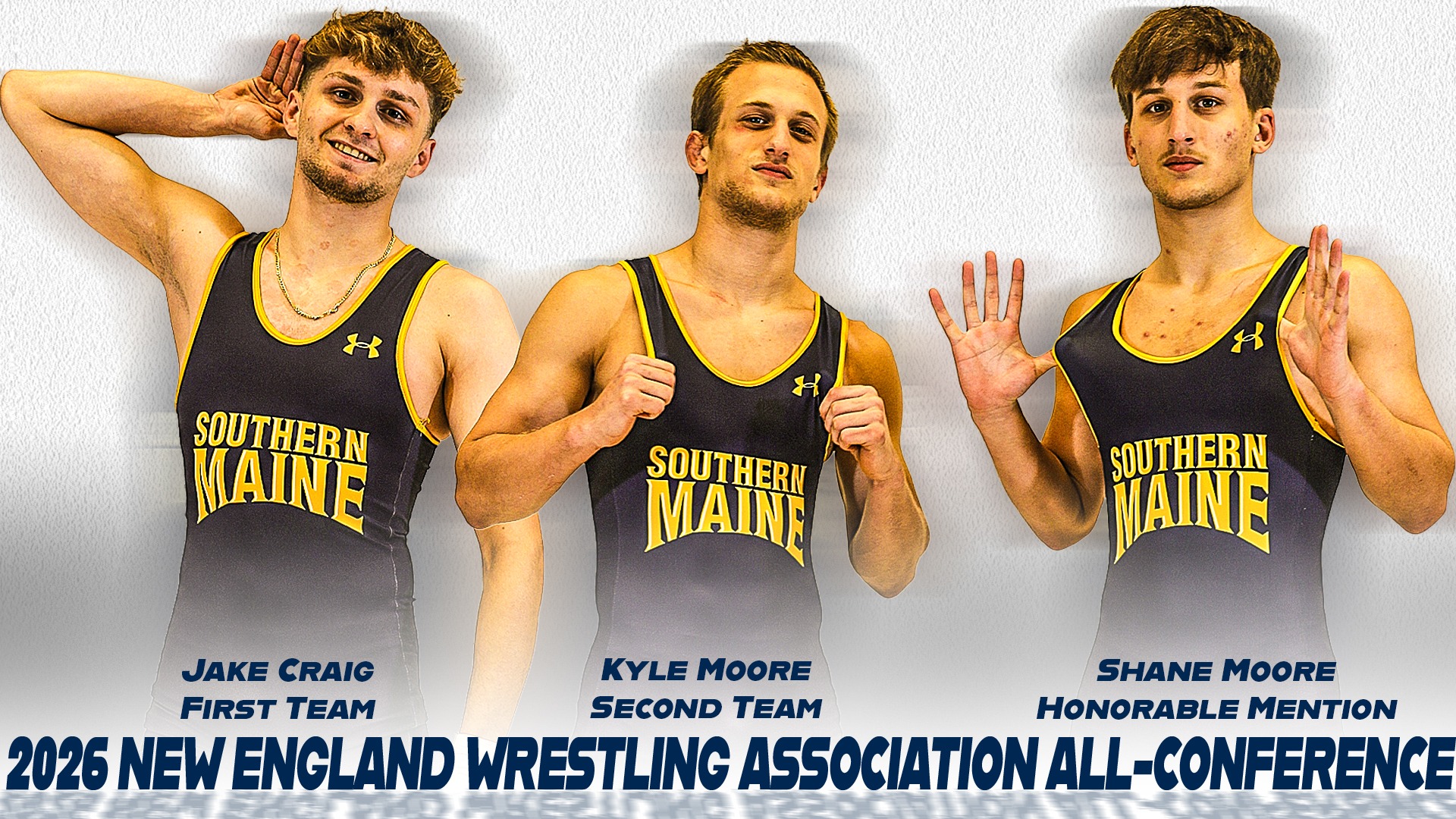 2026 NEWA All-Conference Selections Jake Craig, Kyle Moore and Shane Moore