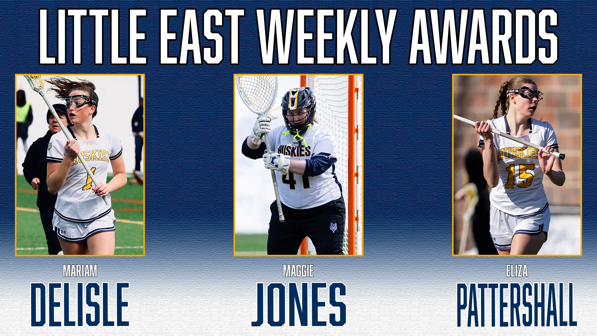 Mariam DeLisle, Maggie Jones and Eliza Pattershall Little East Conference Weekly Awards