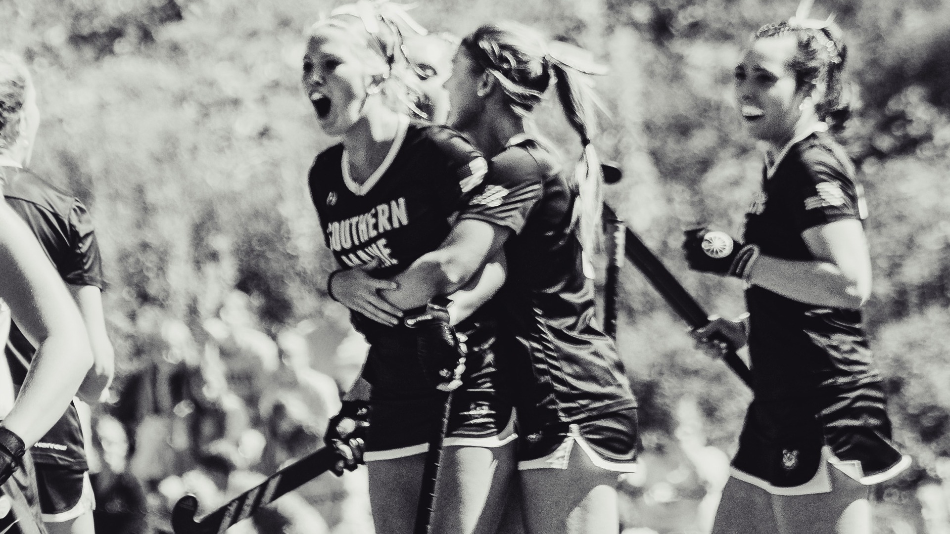Maddie Niles Celebrates Goal vs Wheaton in Black & White