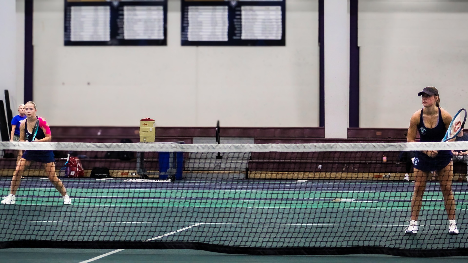 Willa Wilson and Lexi Hayward Playing Doubles in Costello Sports Complex