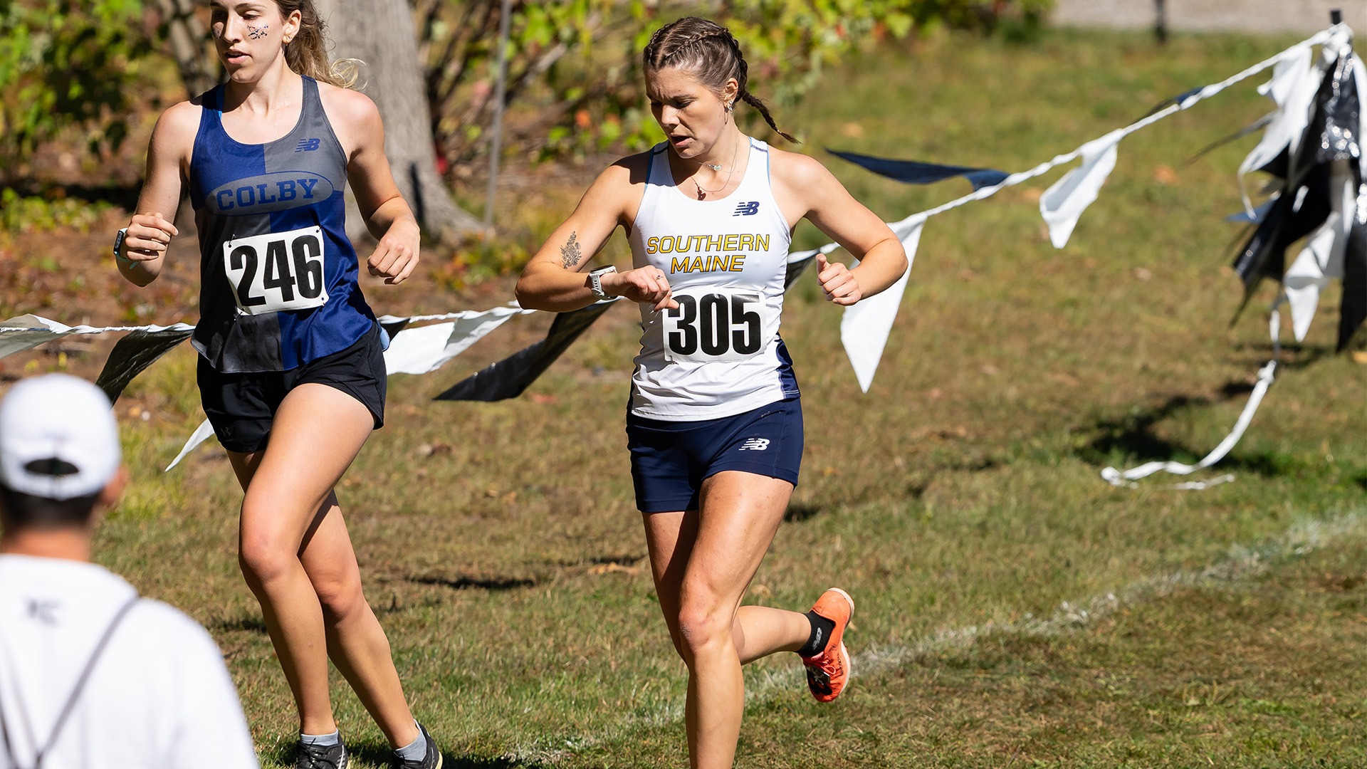 Julia Szewc Checks Her Pace at 2025 Maine State Meet