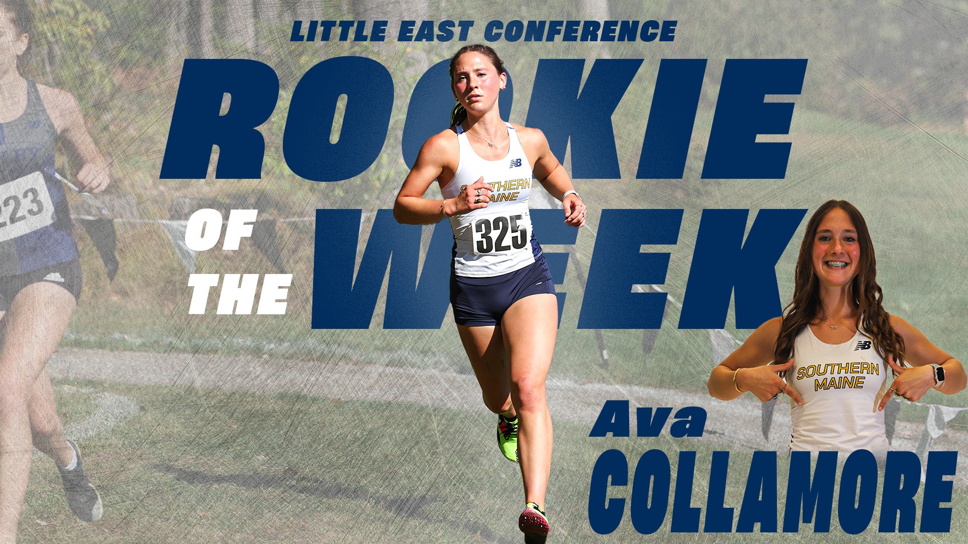 Ava Collamore Little East Conference Women's Cross Country Rookie of the Week Graphic