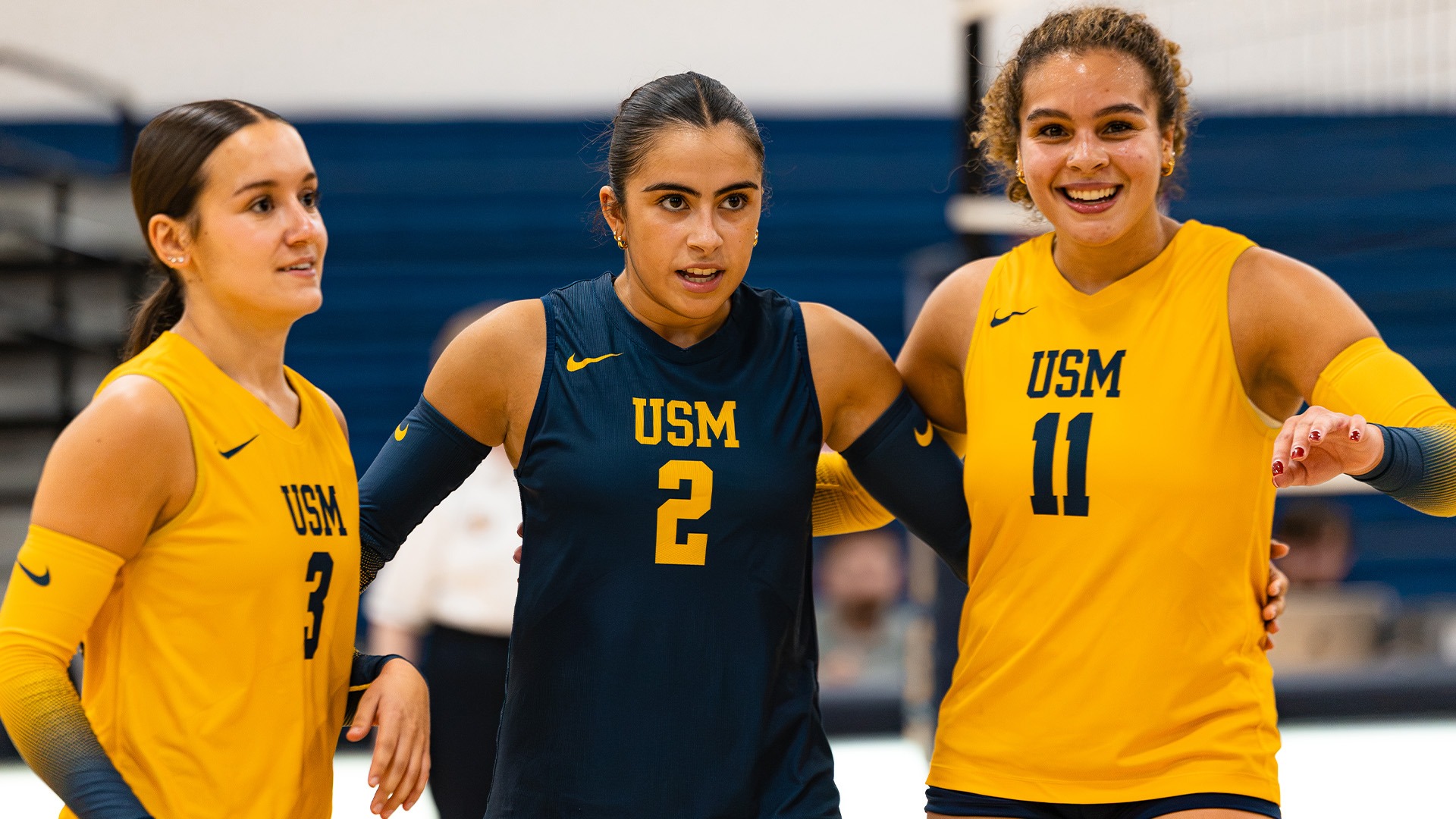 Amelia Beatty, Sofia Daoud and Anyelis Hernandez Huddle vs. Bates