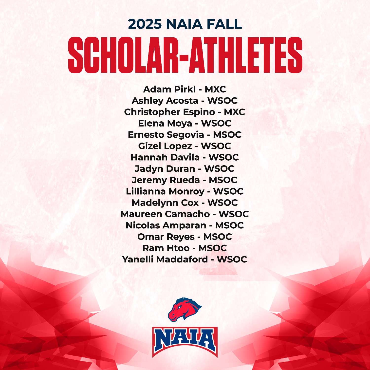 2025 NAIA Fall Scholar-Athletes