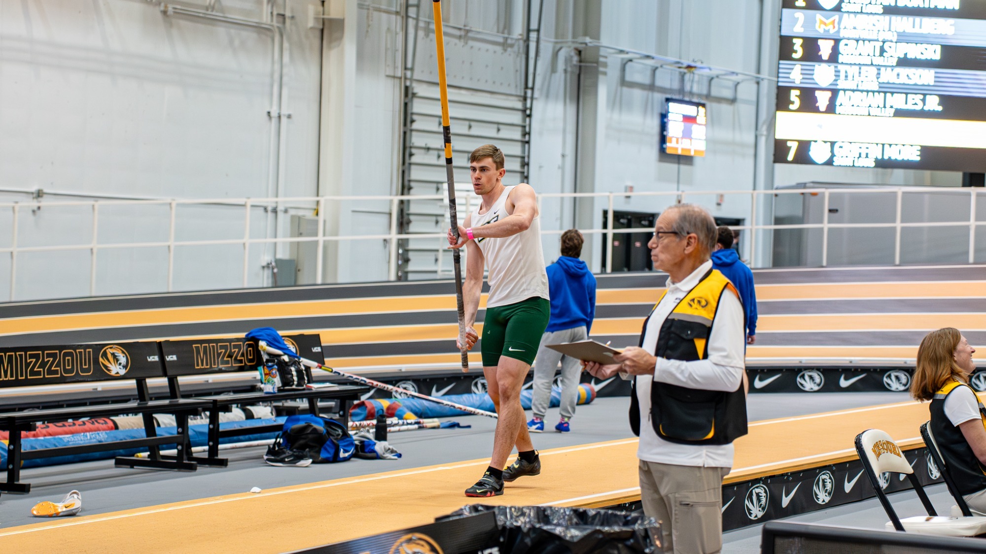 Otto Knittel competing in pole vault at Show Me Showdown at Mizzou.