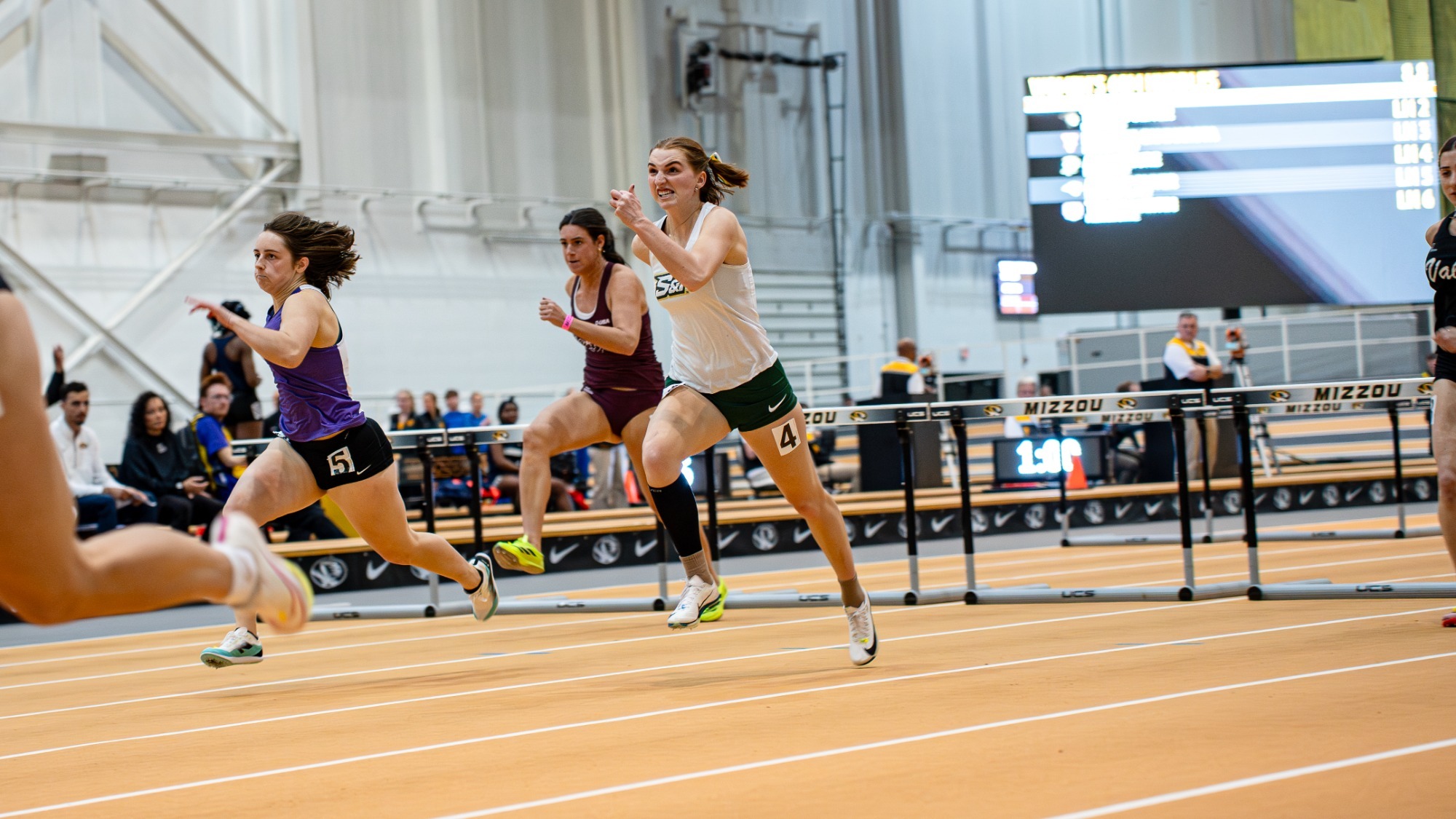 Missouri S&T Ali McClure running in the 60m hurdles at the Show Me Showdown at Mizzou in Columbia, Mo.