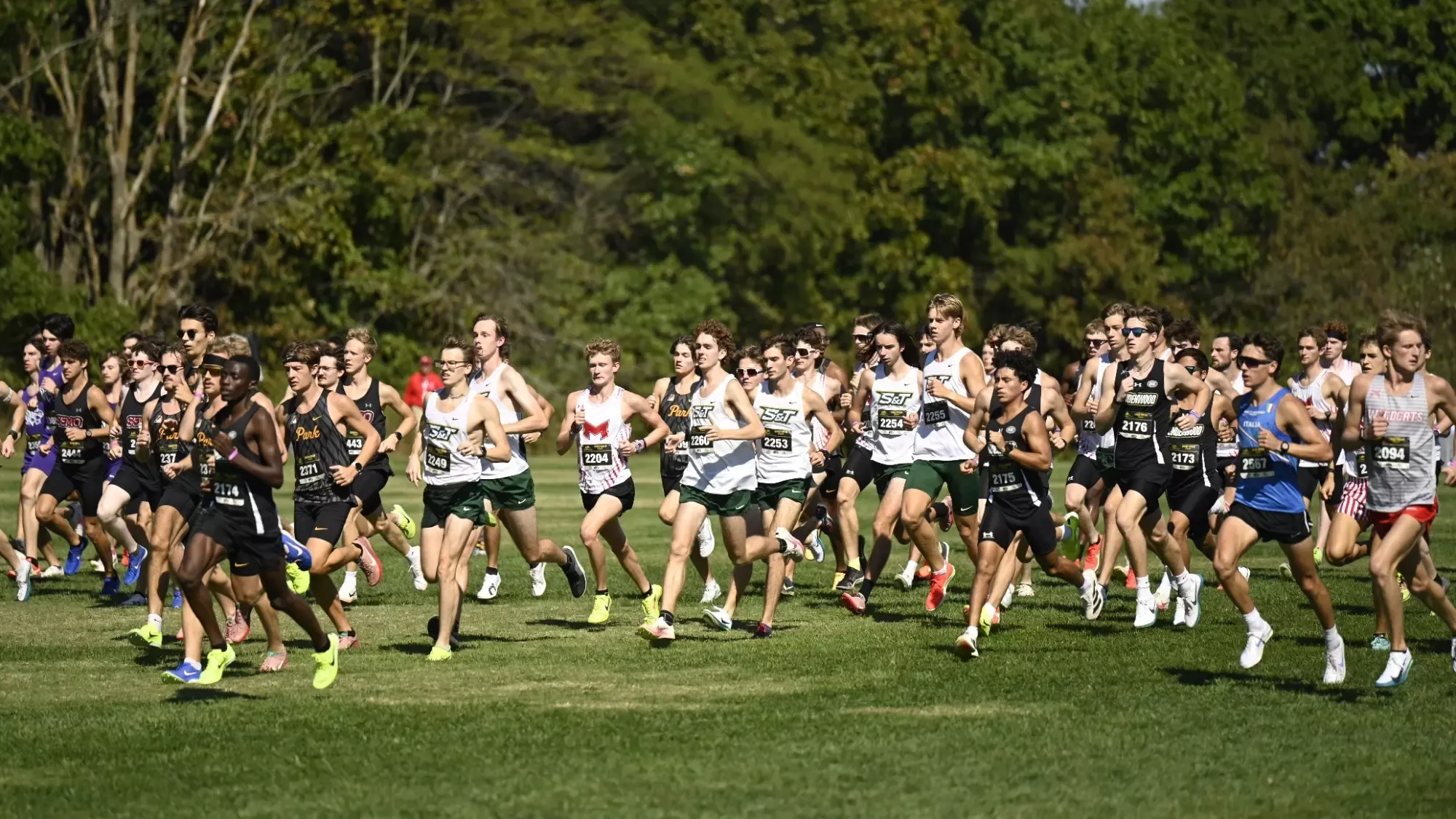 Missouri S&T Men's Cross Country runners running the Gans Creek Classic at Mizzou.