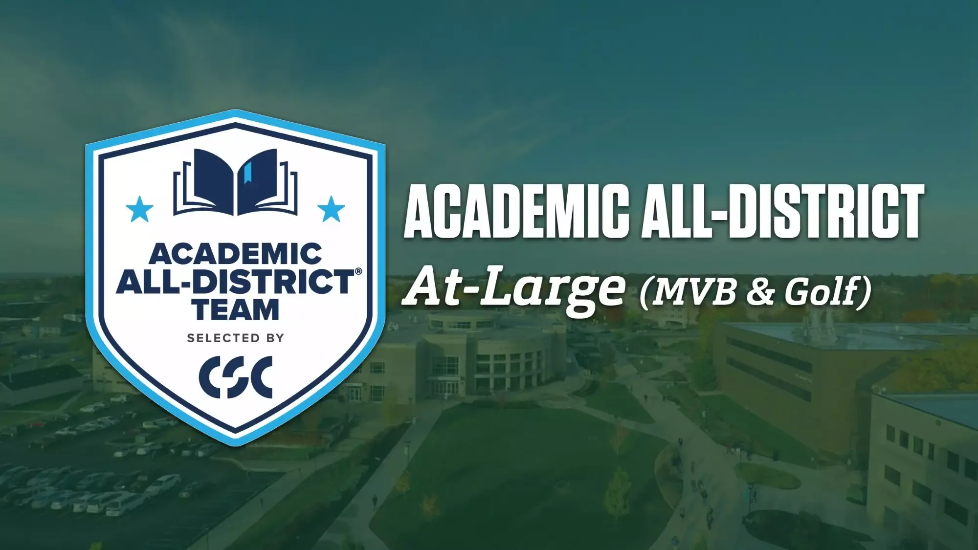 Graphic for At-Large CSC Academic All-District. CSC Academic All-District logo is visible to the left with the text 