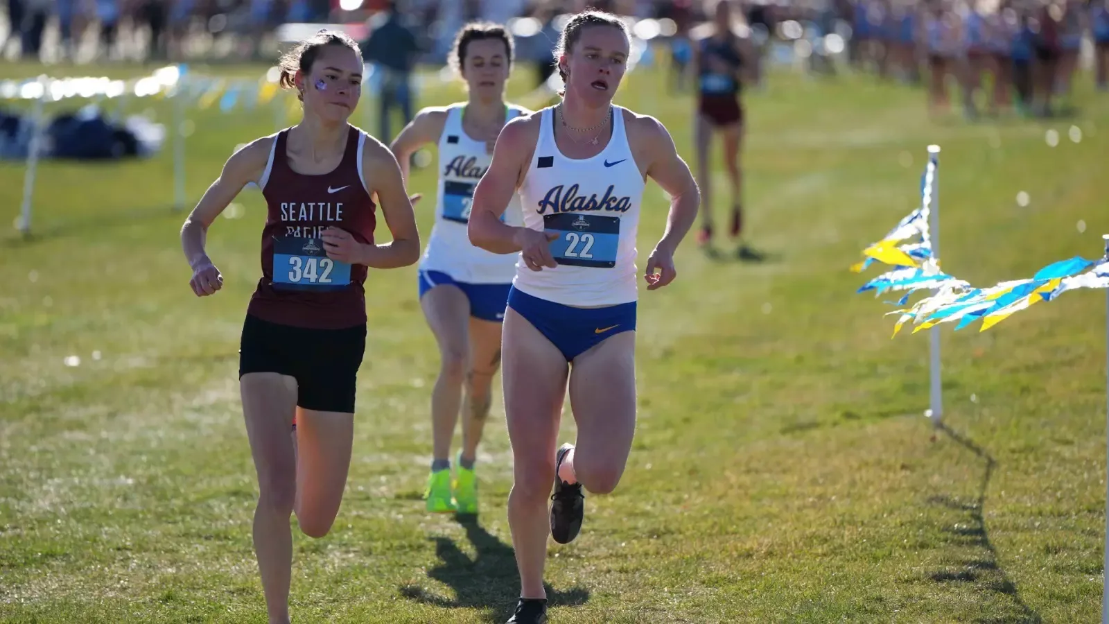 (L-R) Annika Esvelt, Kendall Kramer and Rosie Fordham in action at the NCAA West Regionals.