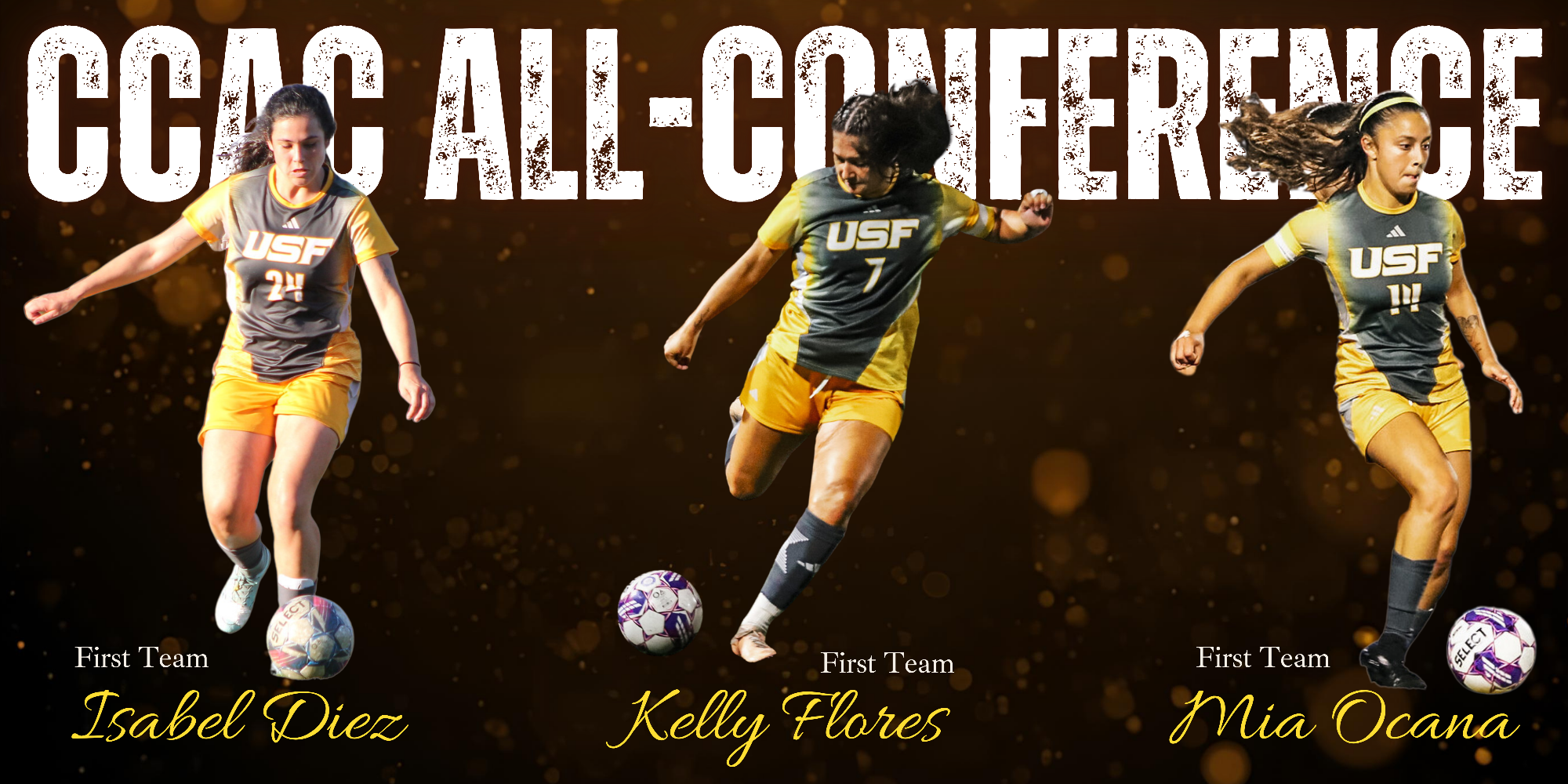 WS 2025 All-Conference Recipients (Isabel Diez, Kelly Flores, Mia Ocana)