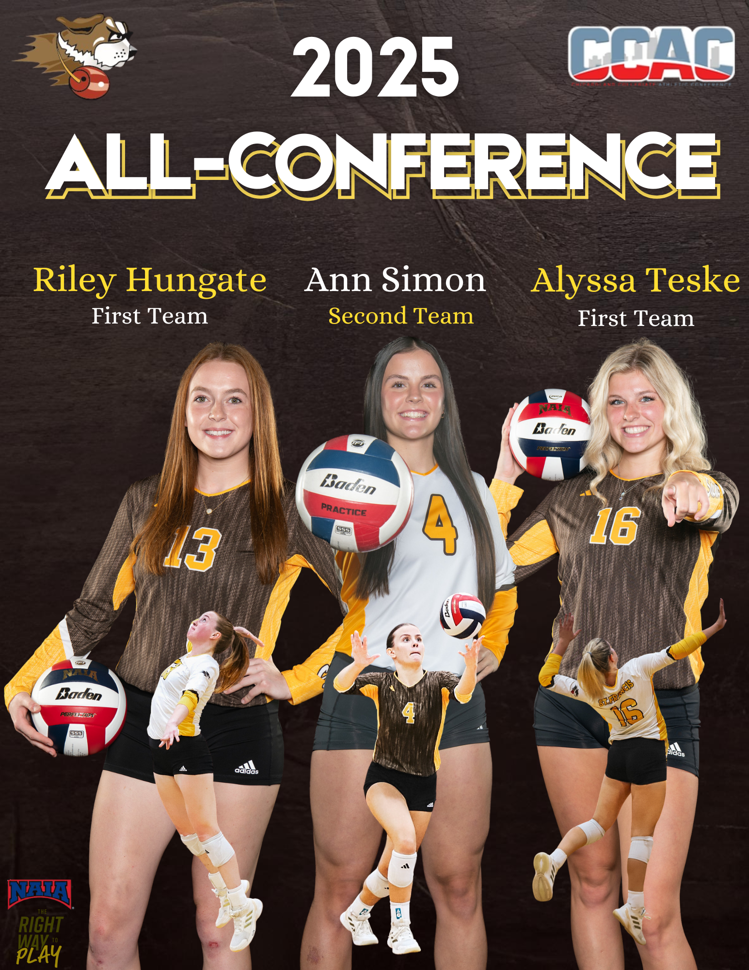 VB 2025 CCAC All-Conference, Riley Hungate, Alyssa Teske, Ann Simon (11/17/25)