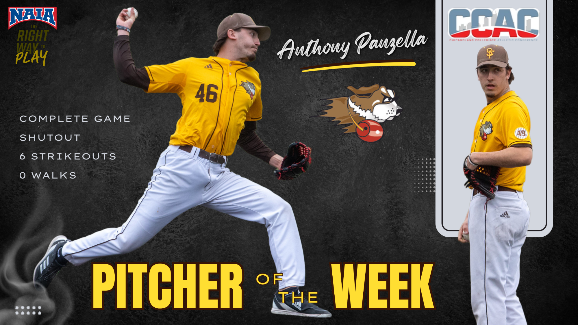 Anthony Panzella BB CCAC Pitcher of the Week (3-31-26)