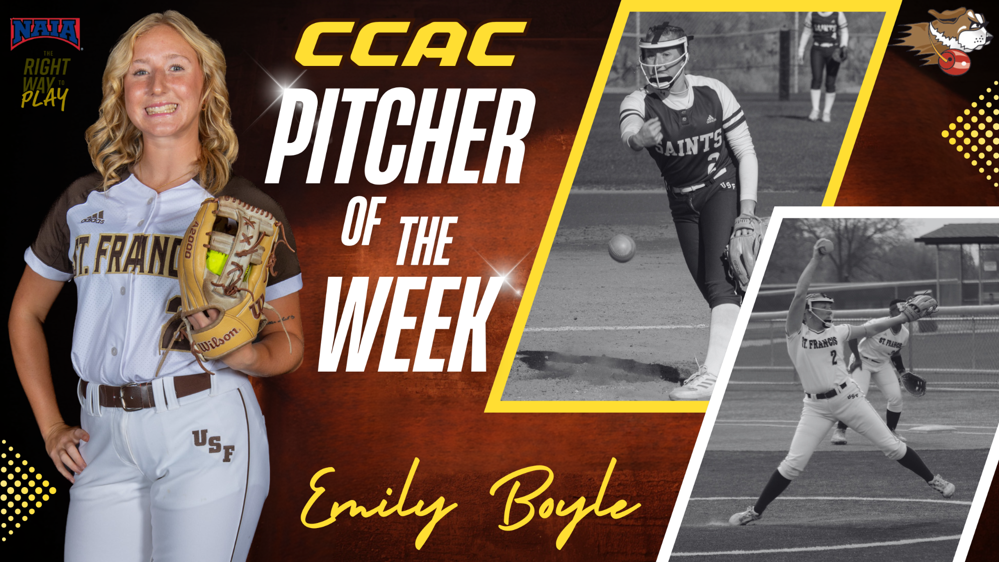 Emily Boyle SB CCAC Pitcher of the Week (4-28-26)