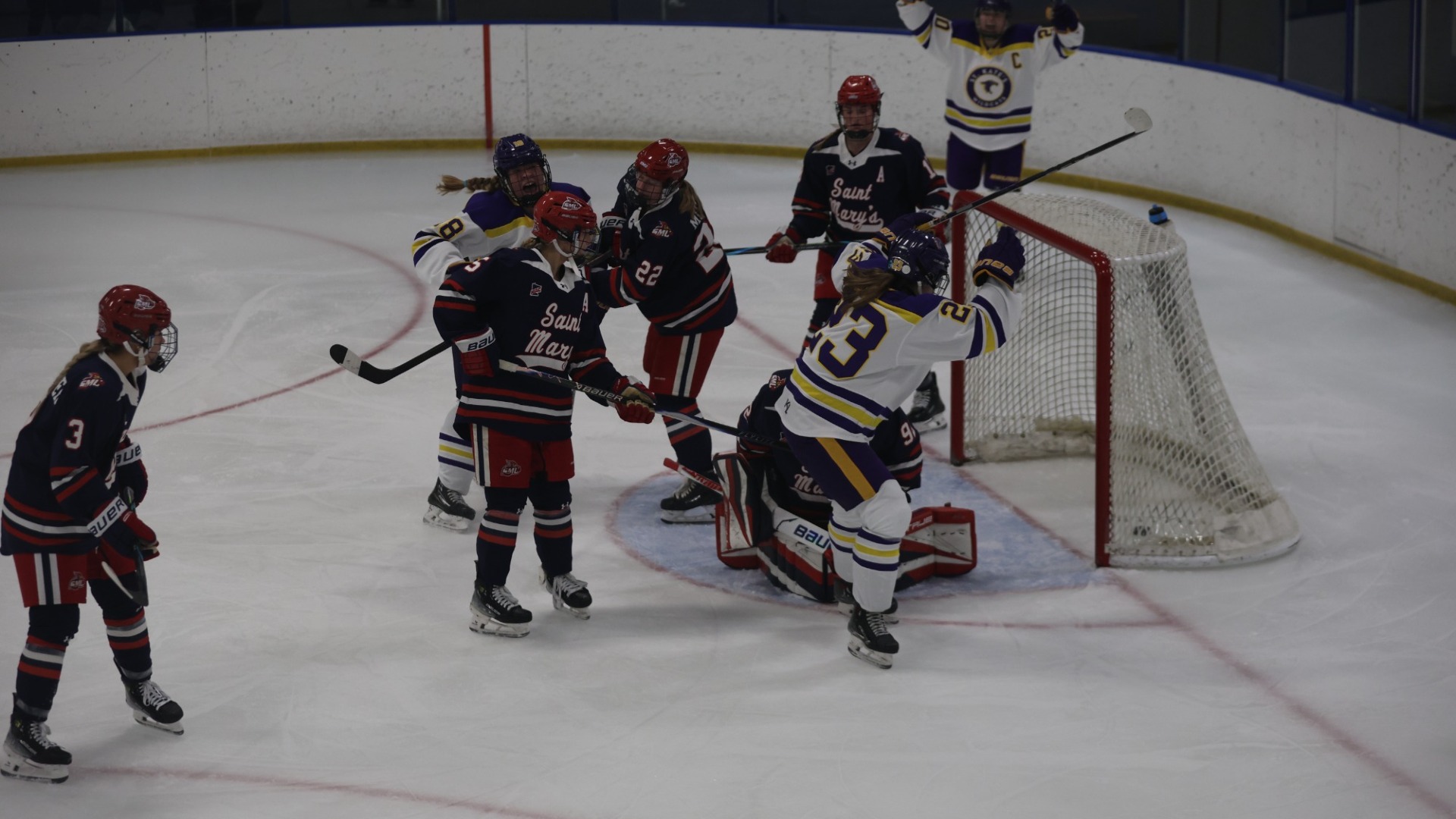 Lilly Gillespie celebrating goal over Saint Mary's